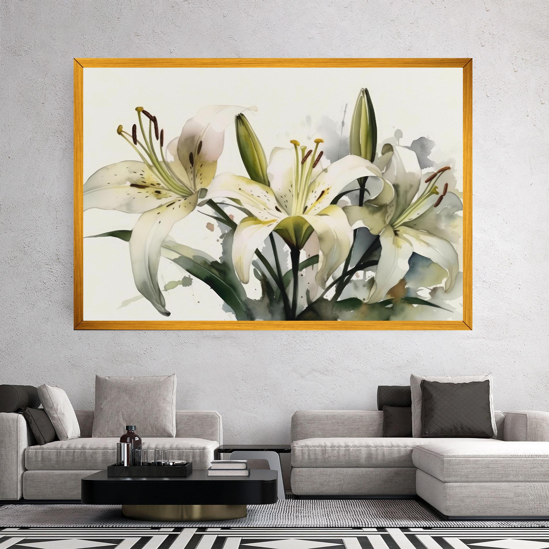 Obraz na Płótnie Cute White Lily Painting mockup 2