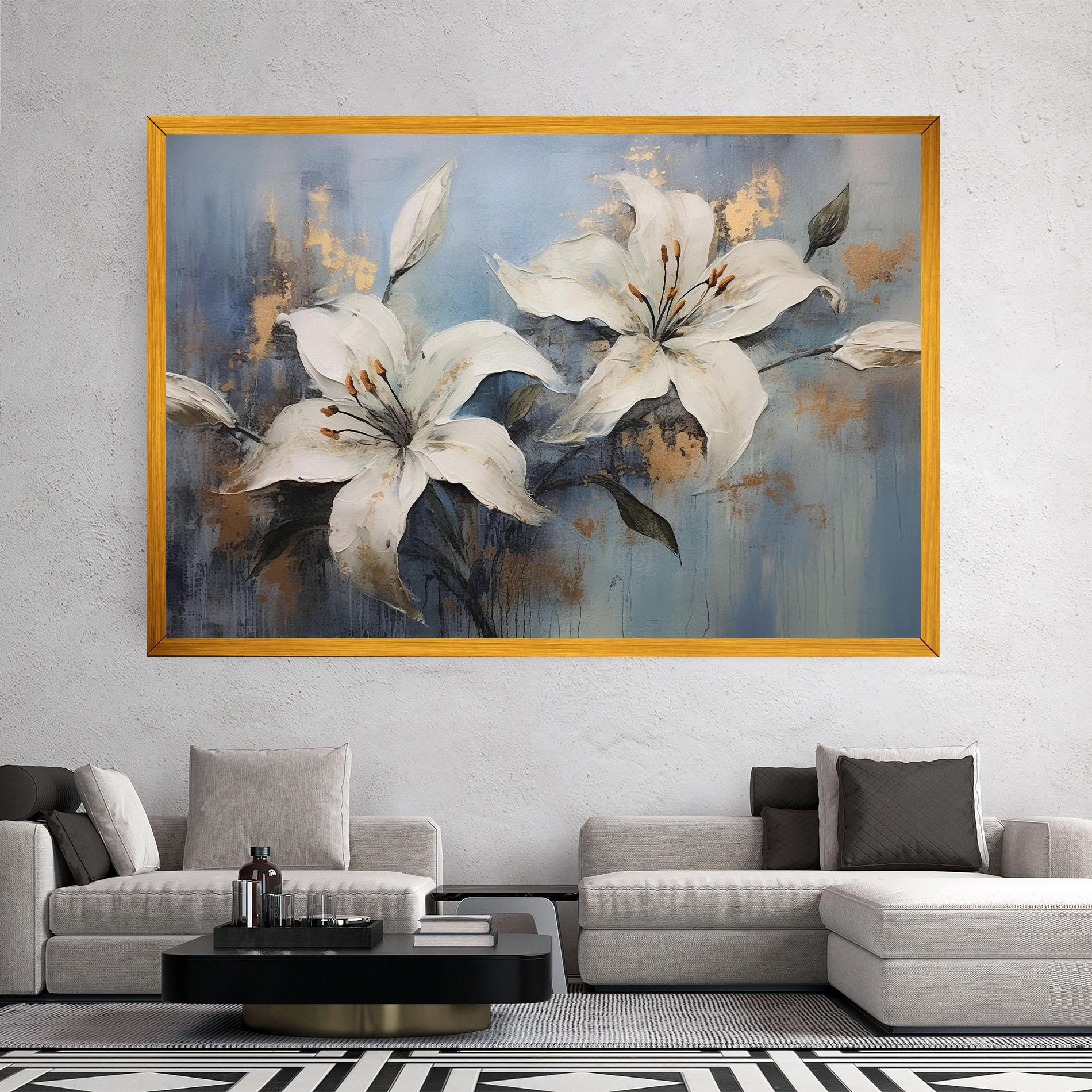 Obraz na Płótnie Gold Lily Painting mockup 2
