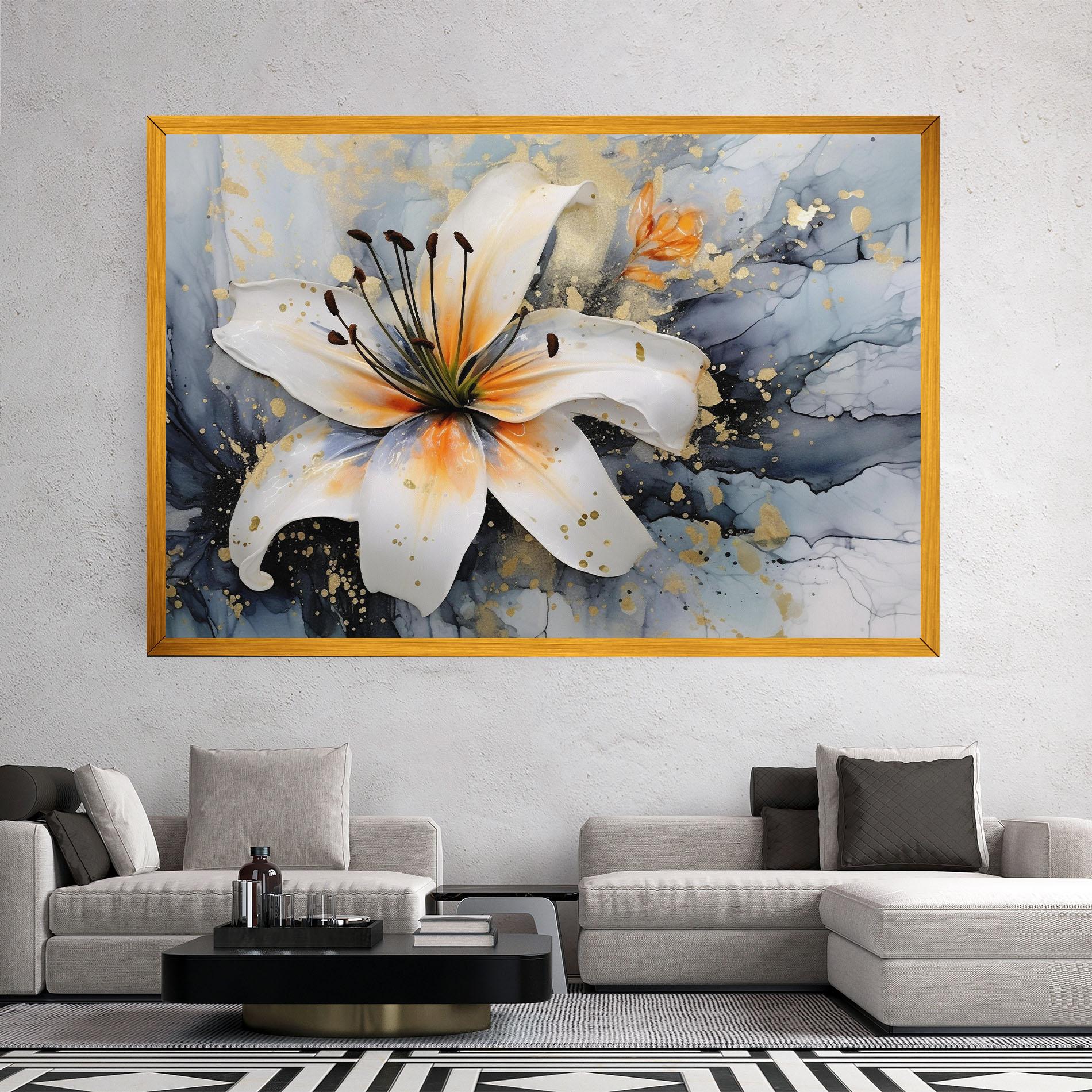 Obraz na Płótnie Lily With Orange Painting mockup 2