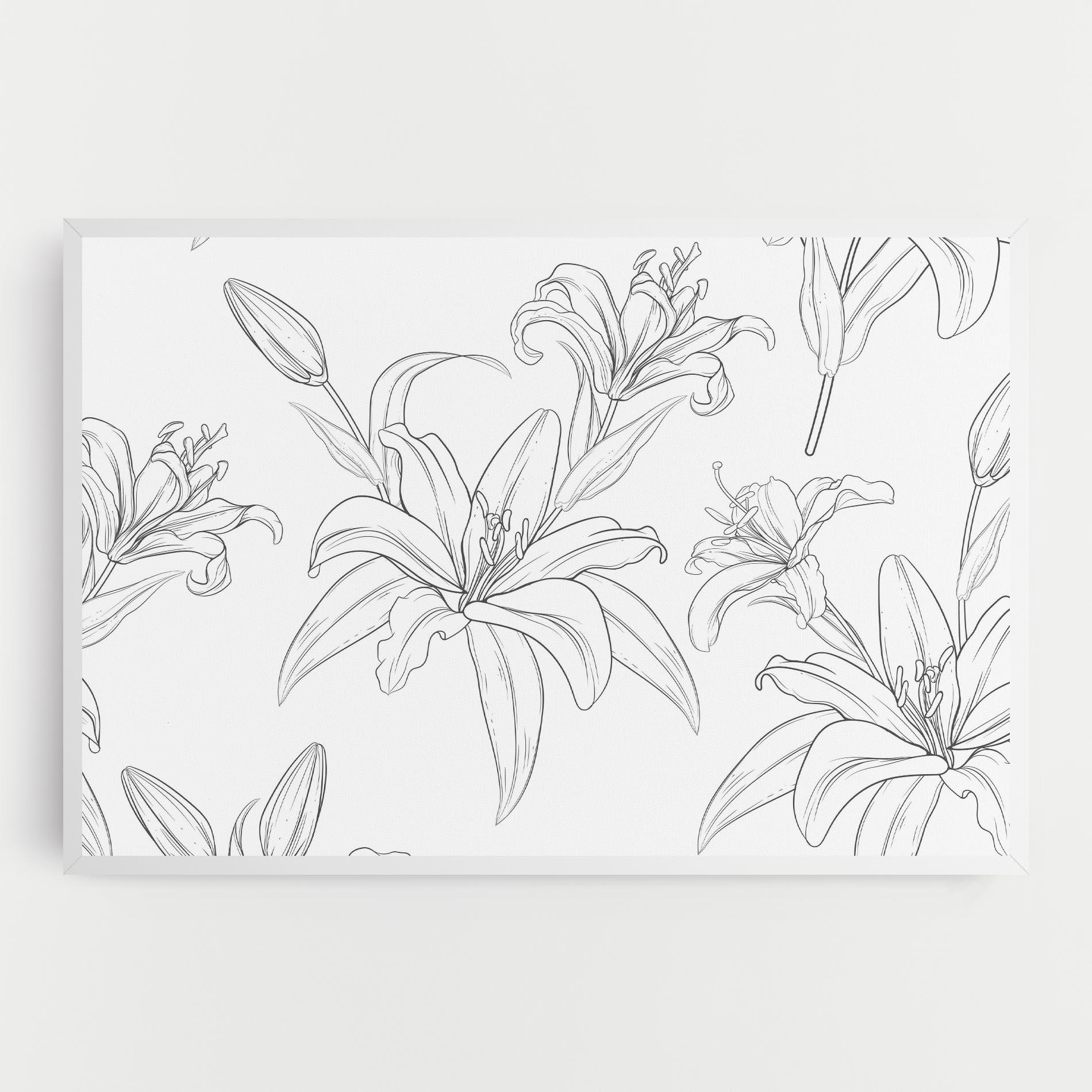 Obraz na Płótnie Grey Line Flower mockup 0