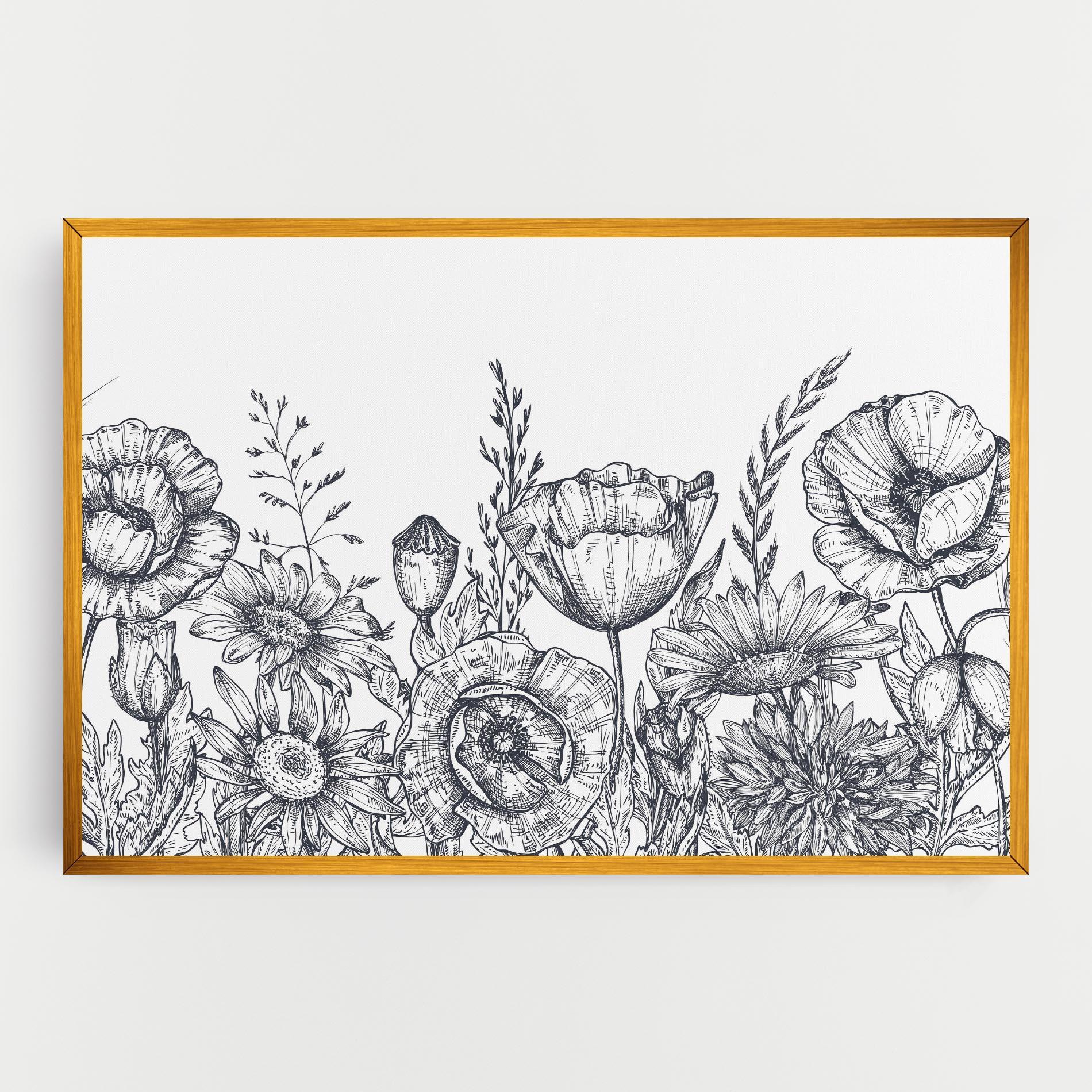 Obraz na Płótnie Flower Grey Line mockup 0