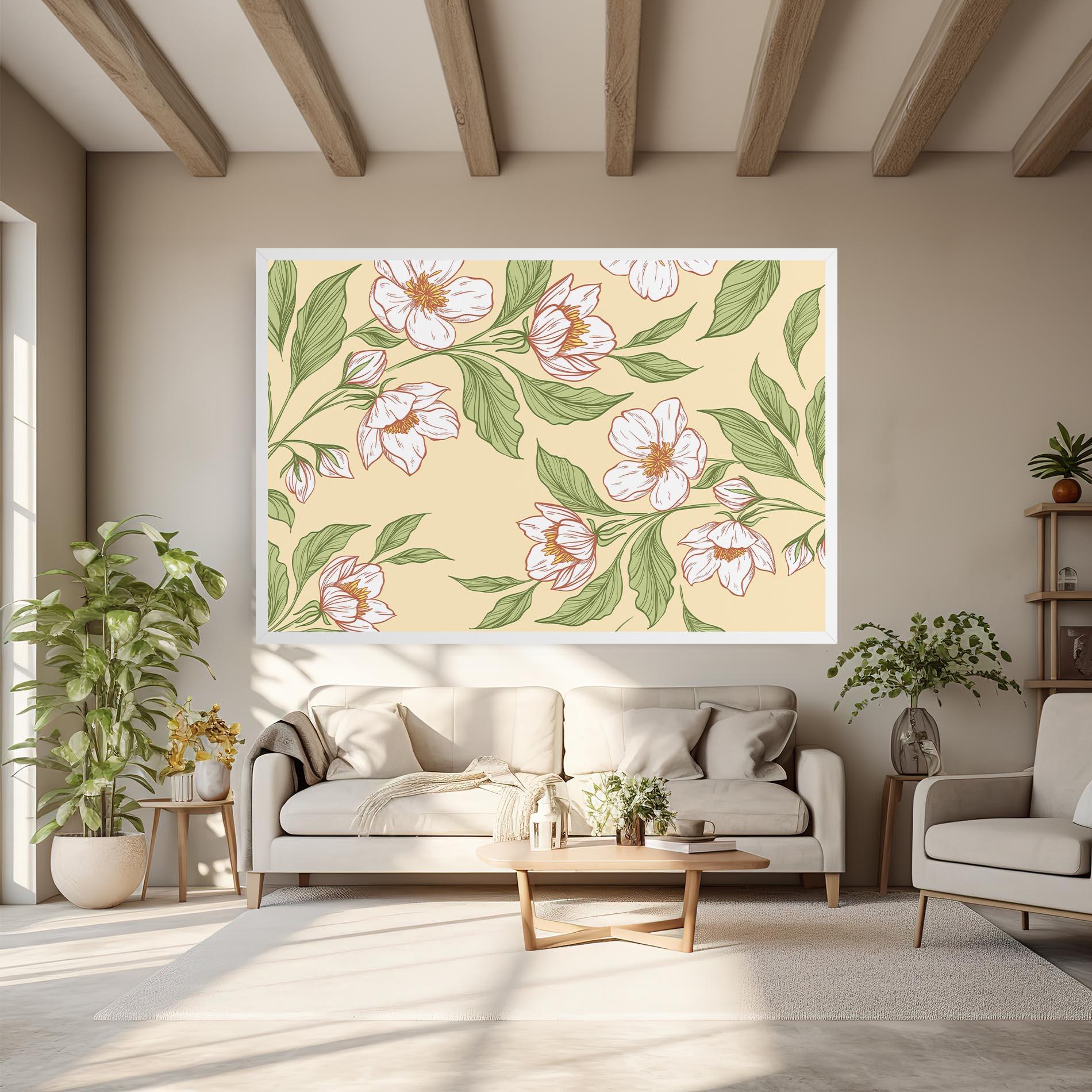 Obraz na Płótnie Cream Flower White mockup 6