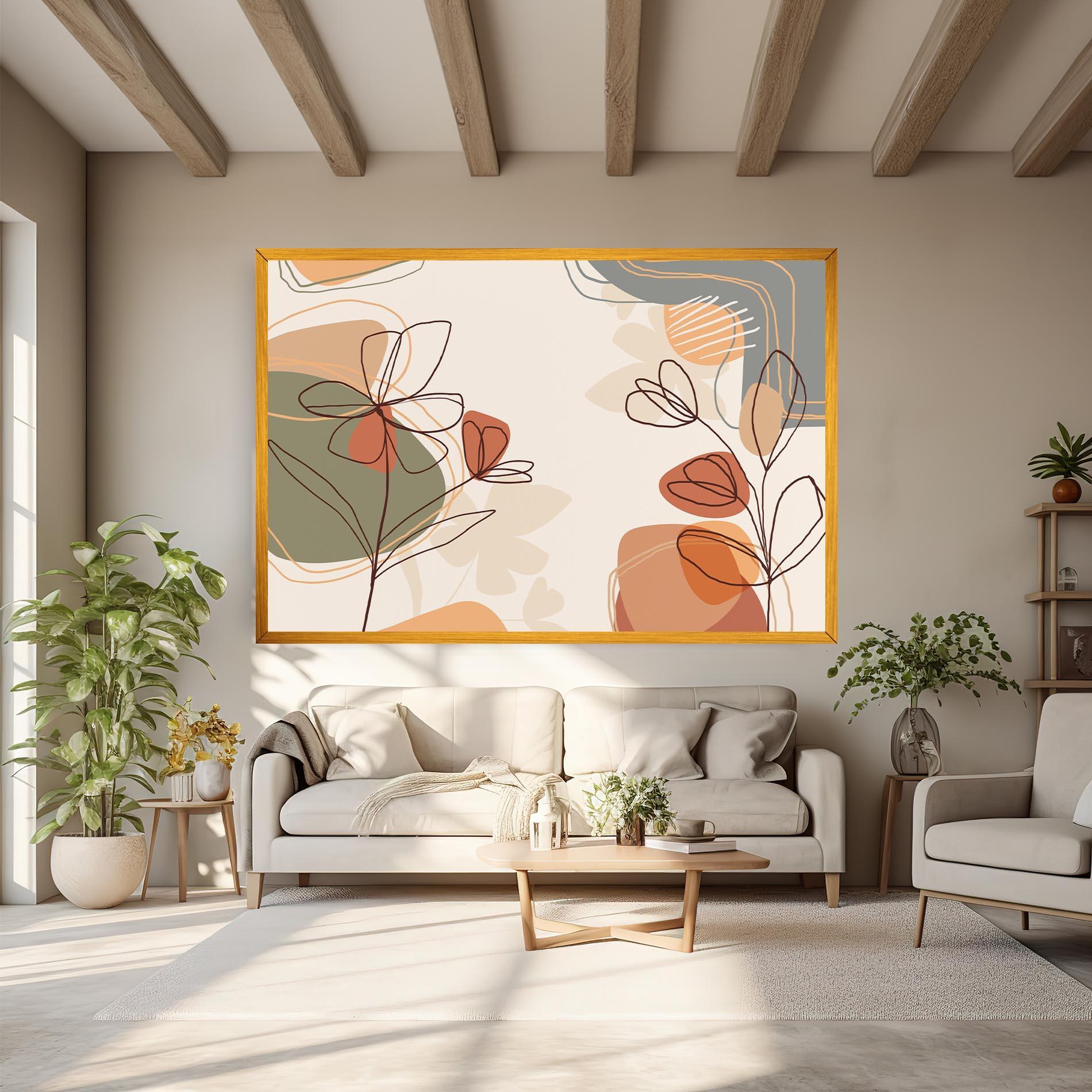 Obraz na Płótnie Brown Line Plants mockup 6