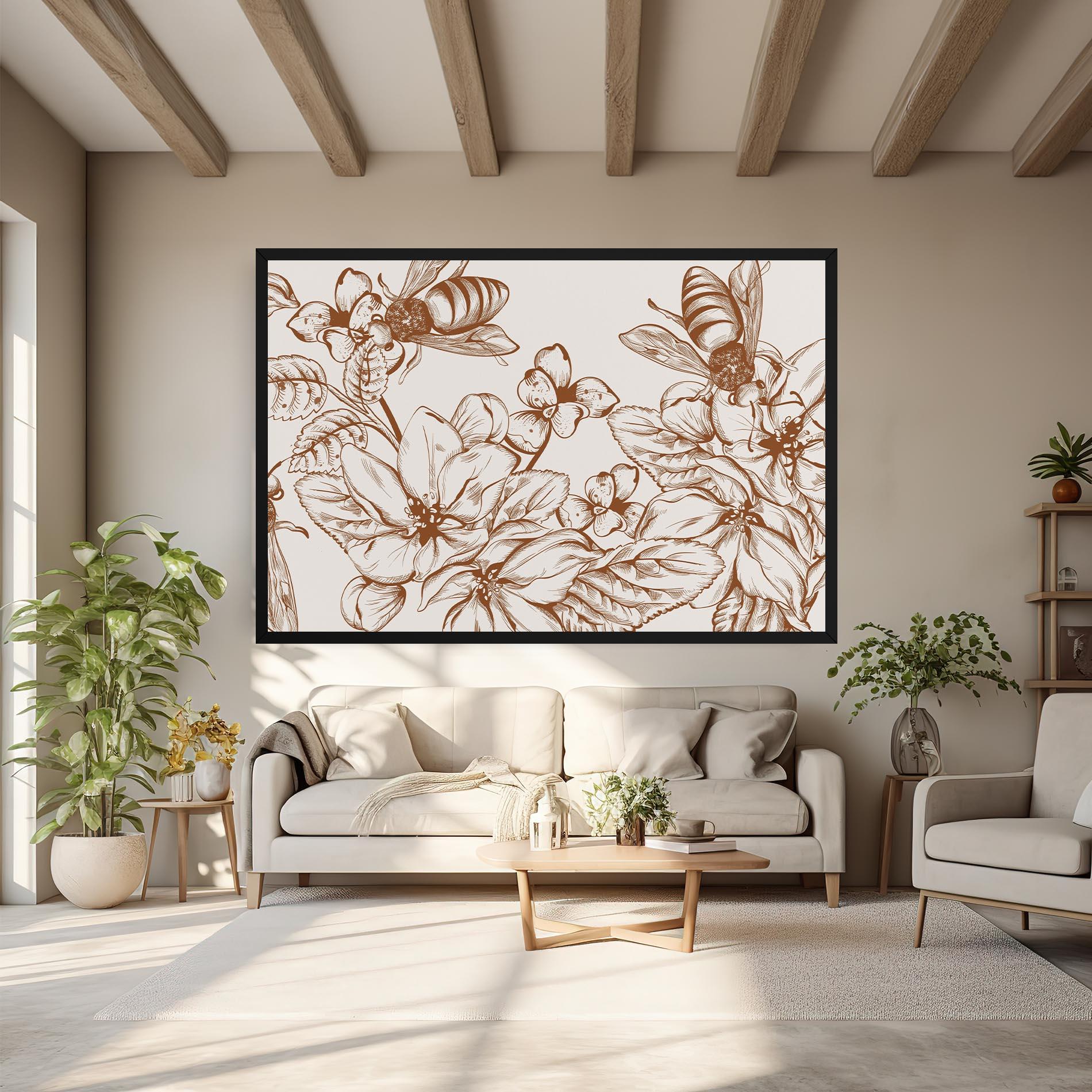 Obraz na Płótnie Bee Flower Line mockup 6