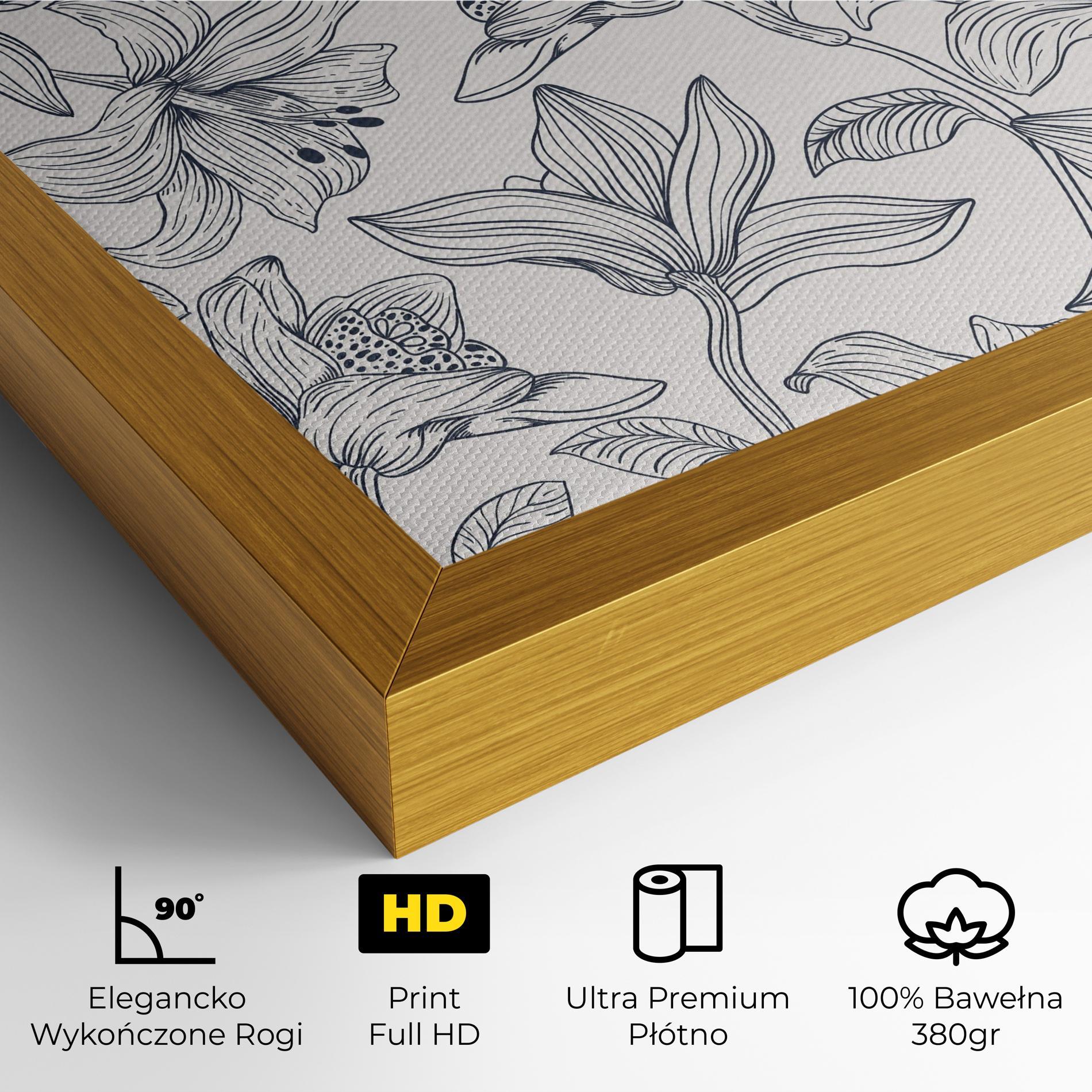 Obraz na Płótnie Blue Patern Flower mockup 4