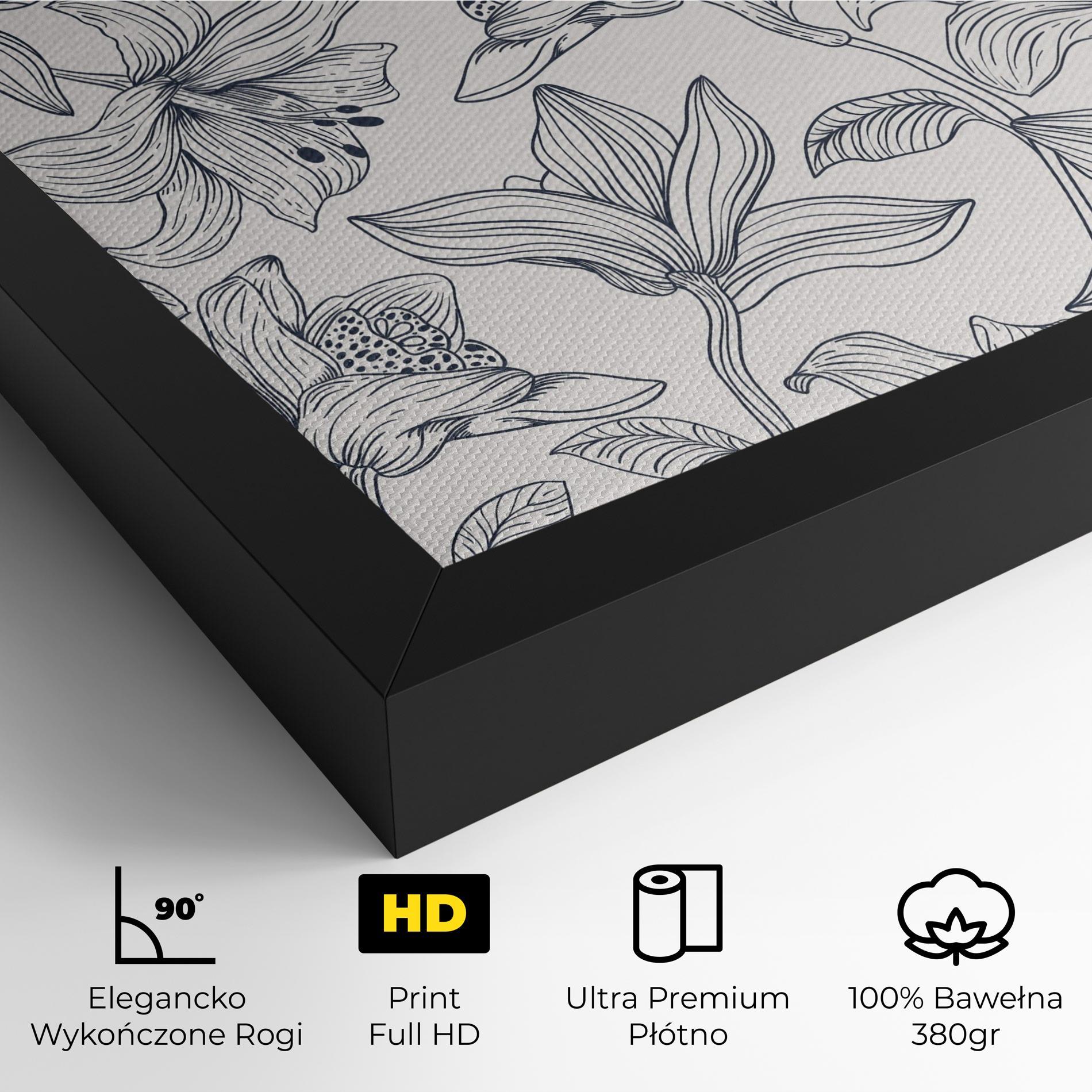 Obraz na Płótnie Blue Patern Flower mockup 4