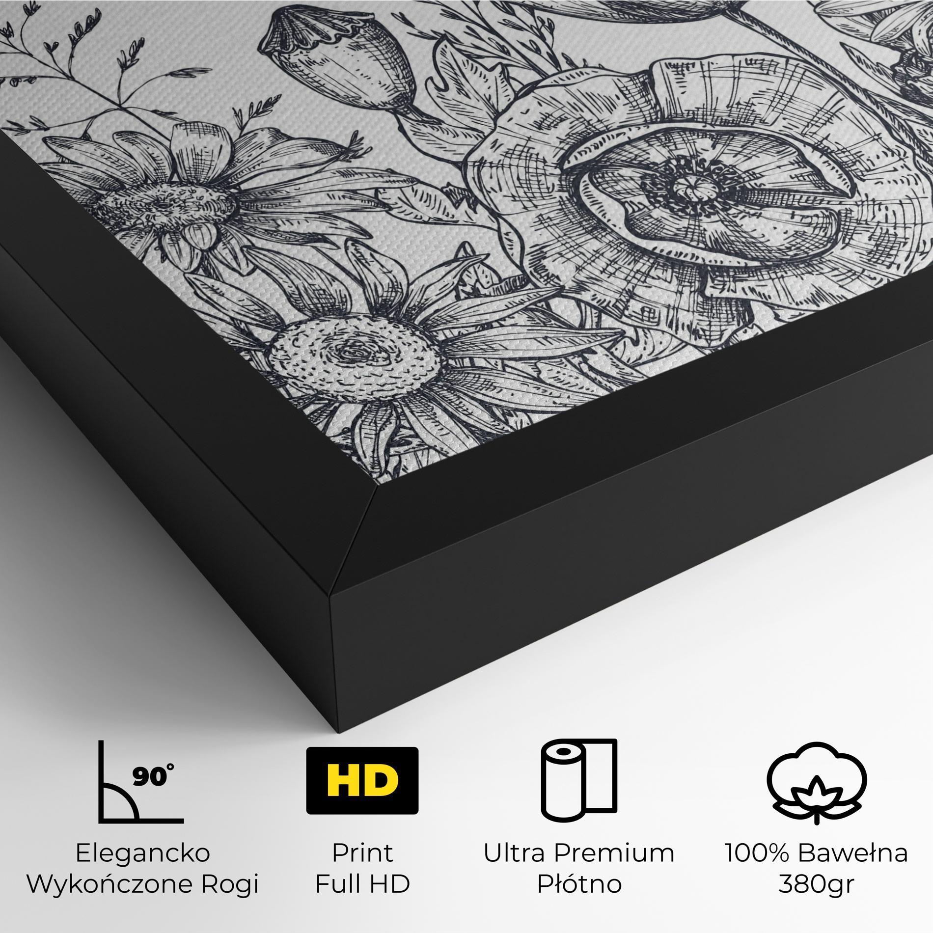 Obraz na Płótnie Flower Grey Line mockup 4