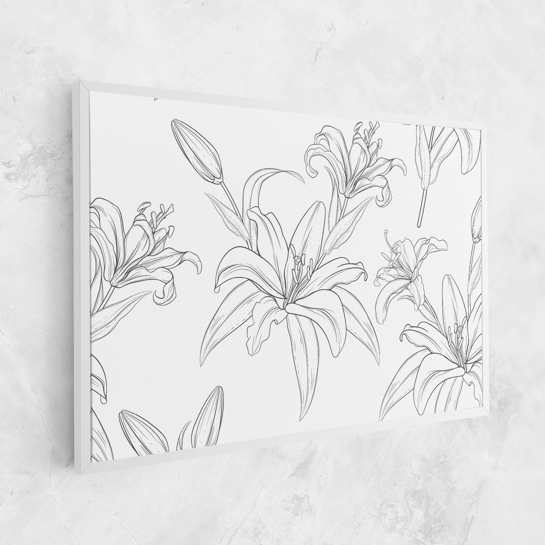 Obraz na Płótnie Grey Line Flower mockup 1