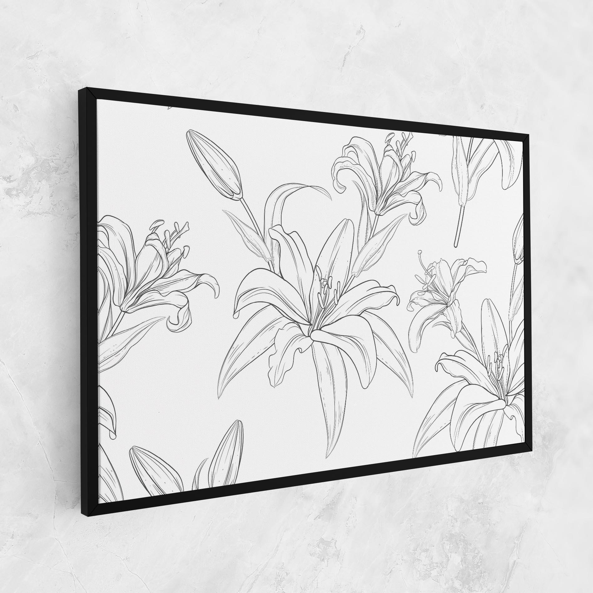 Obraz na Płótnie Grey Line Flower mockup 1