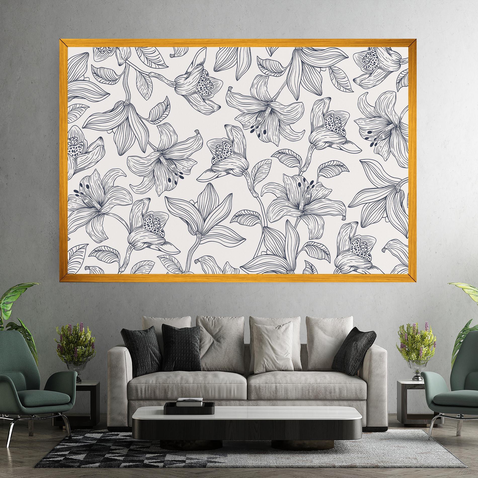 Obraz na Płótnie Blue Patern Flower mockup 7