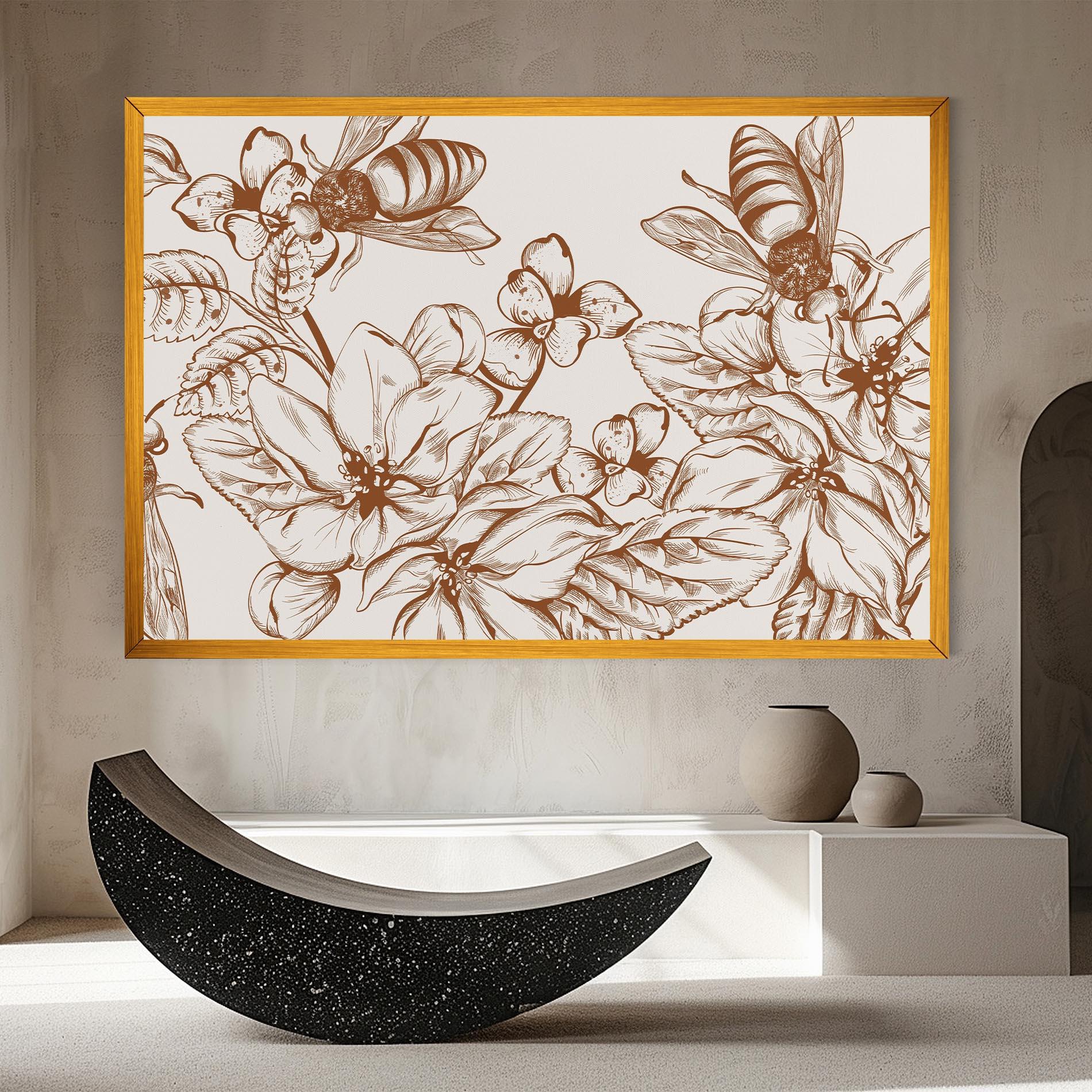 Obraz na Płótnie Bee Flower Line mockup 8