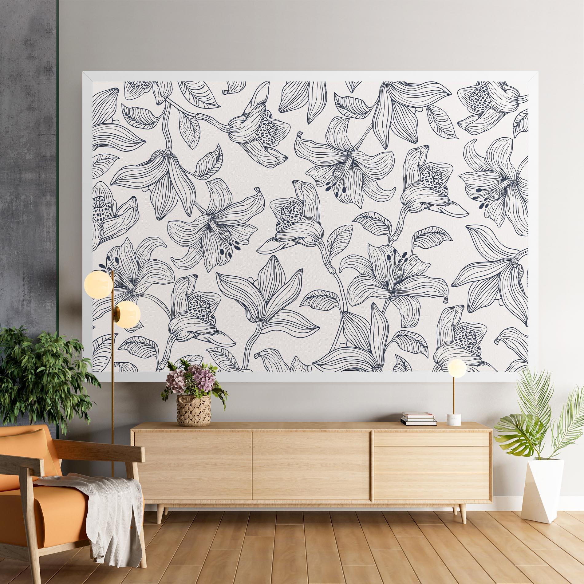 Obraz na Płótnie Blue Patern Flower mockup 9