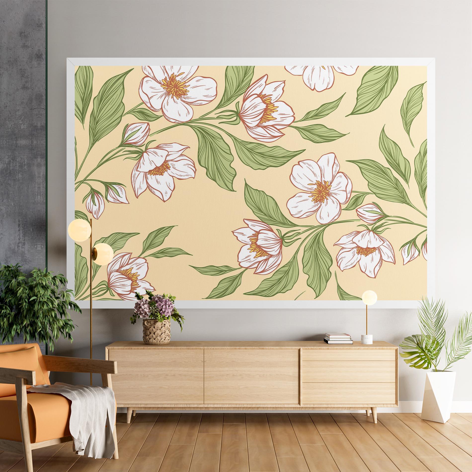 Obraz na Płótnie Cream Flower White mockup 9