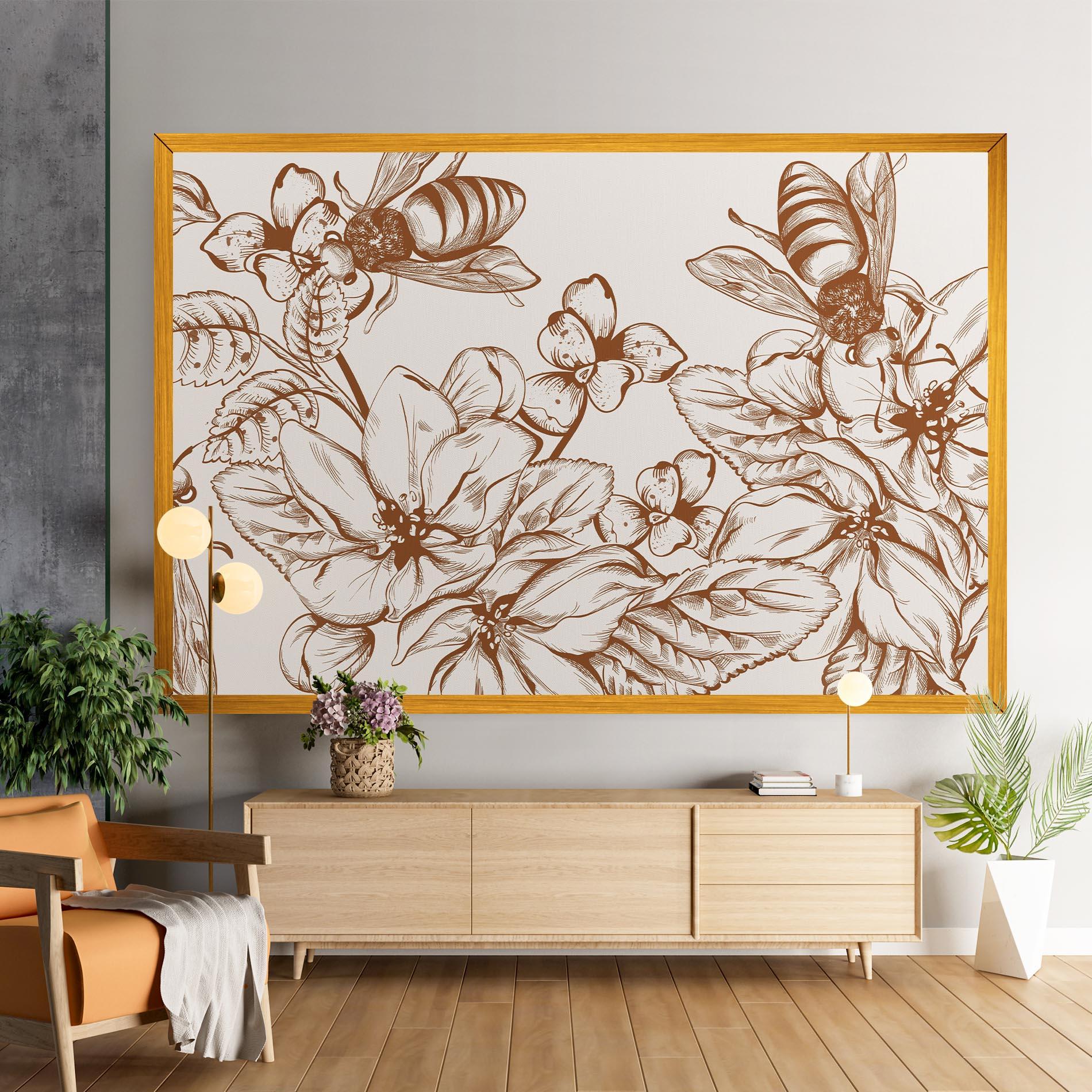 Obraz na Płótnie Bee Flower Line mockup 9