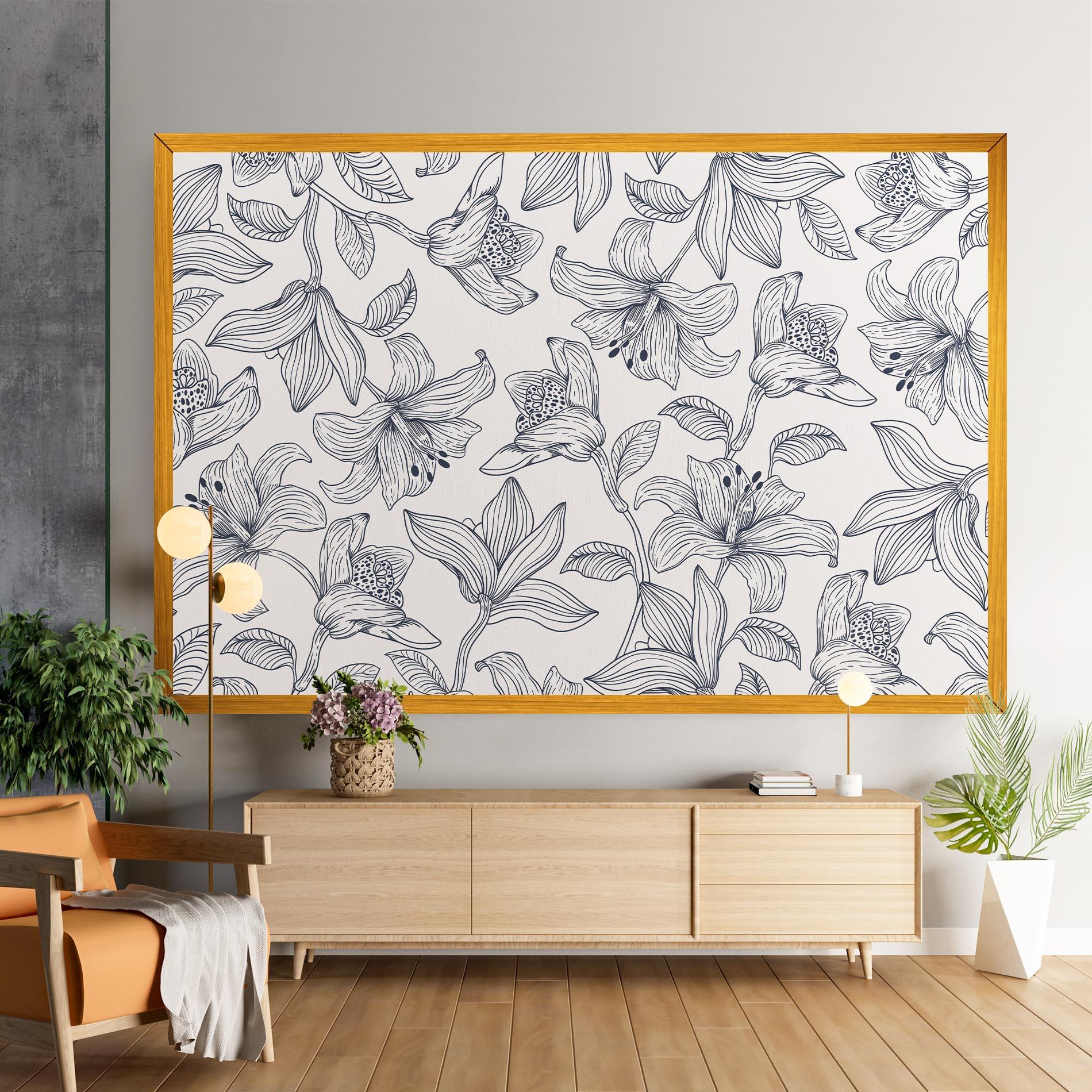 Obraz na Płótnie Blue Patern Flower mockup 9