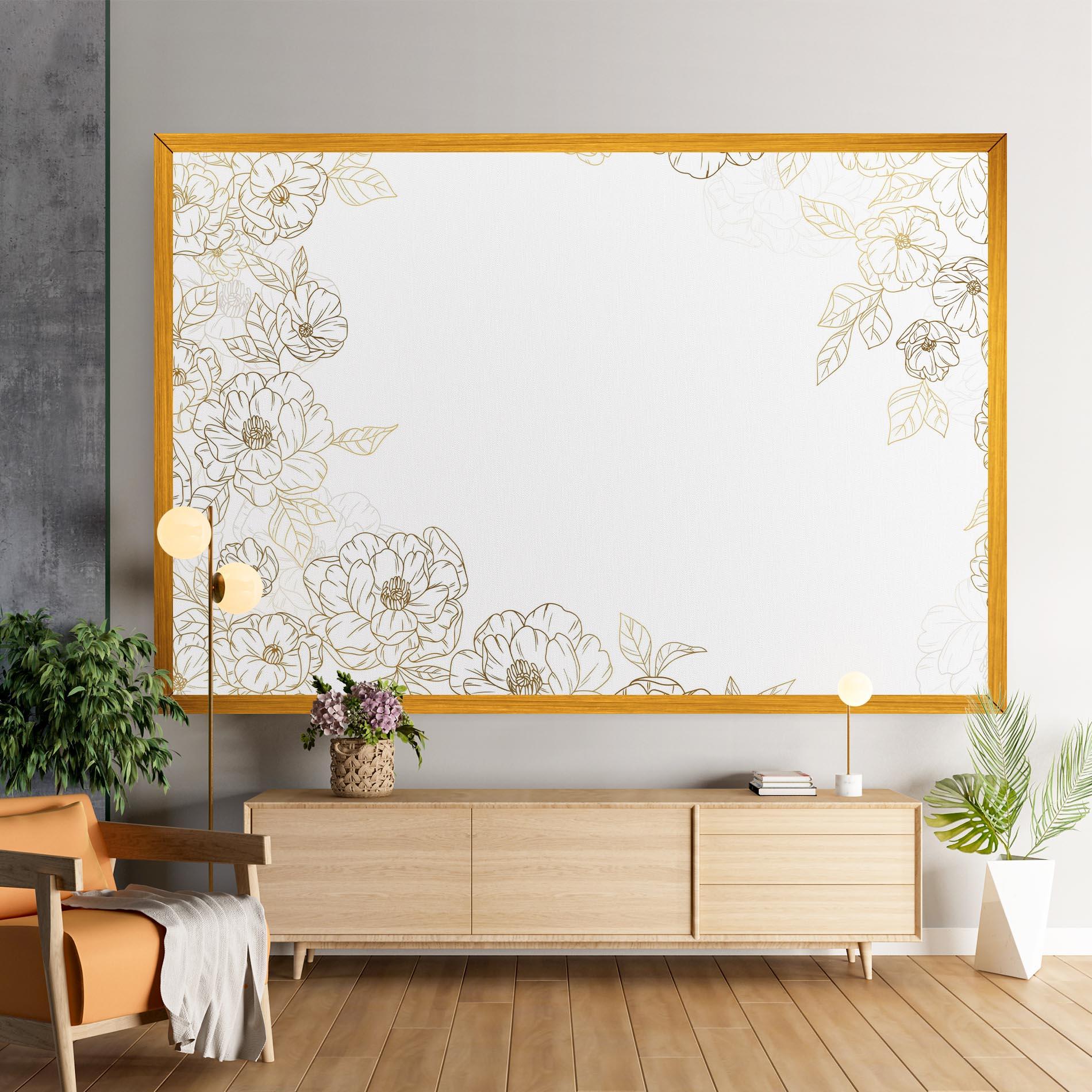 Obraz na Płótnie Flower Gold Line mockup 9