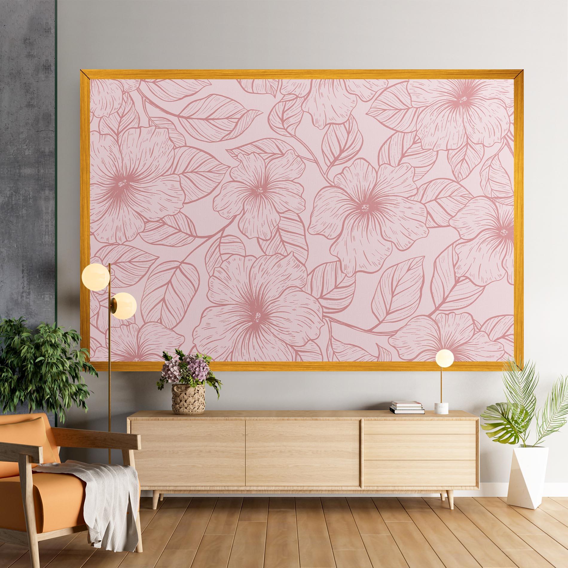 Obraz na Płótnie Pink Line Flower mockup 9