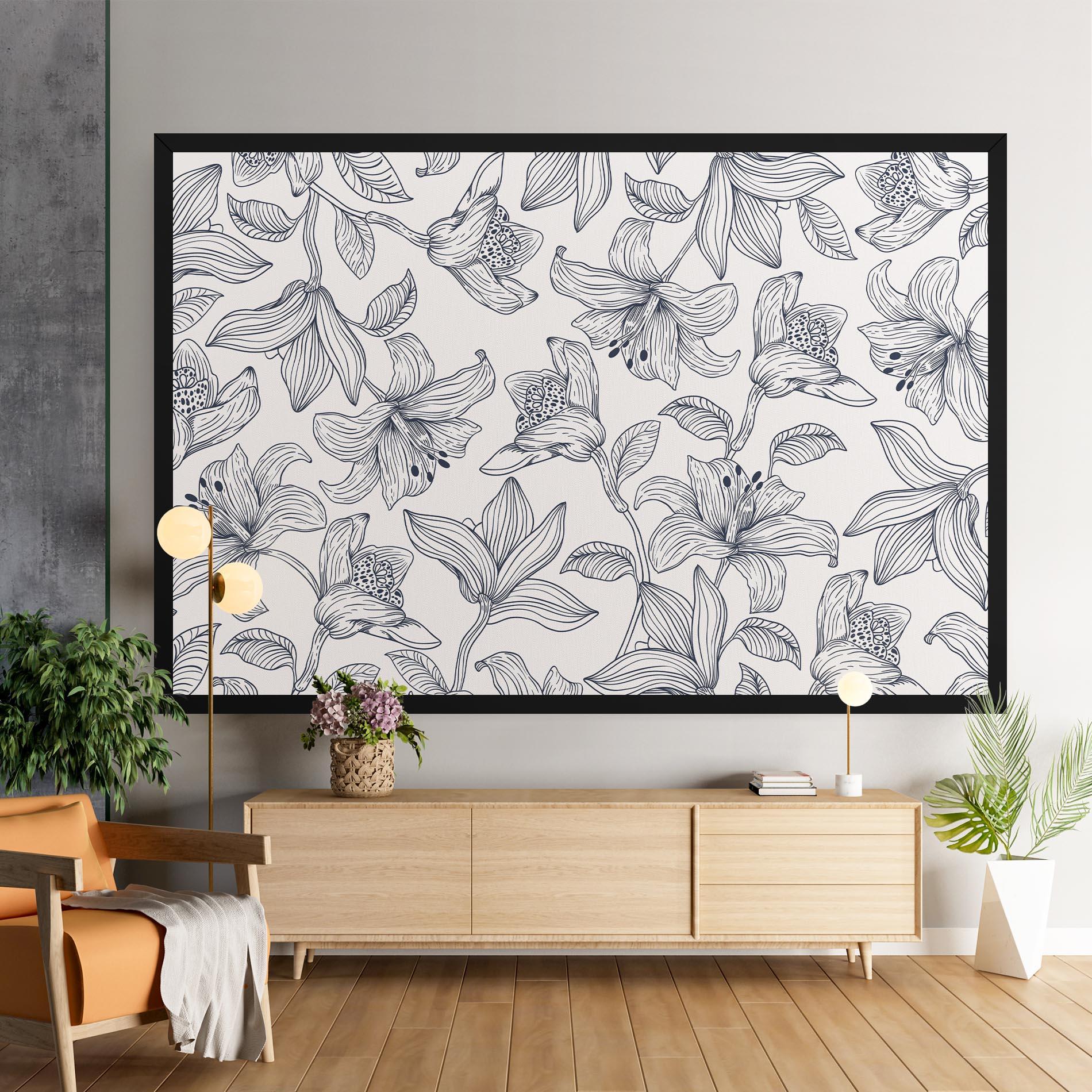 Obraz na Płótnie Blue Patern Flower mockup 9