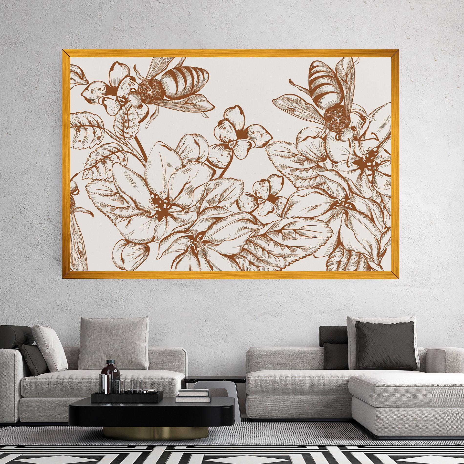 Obraz na Płótnie Bee Flower Line mockup 2