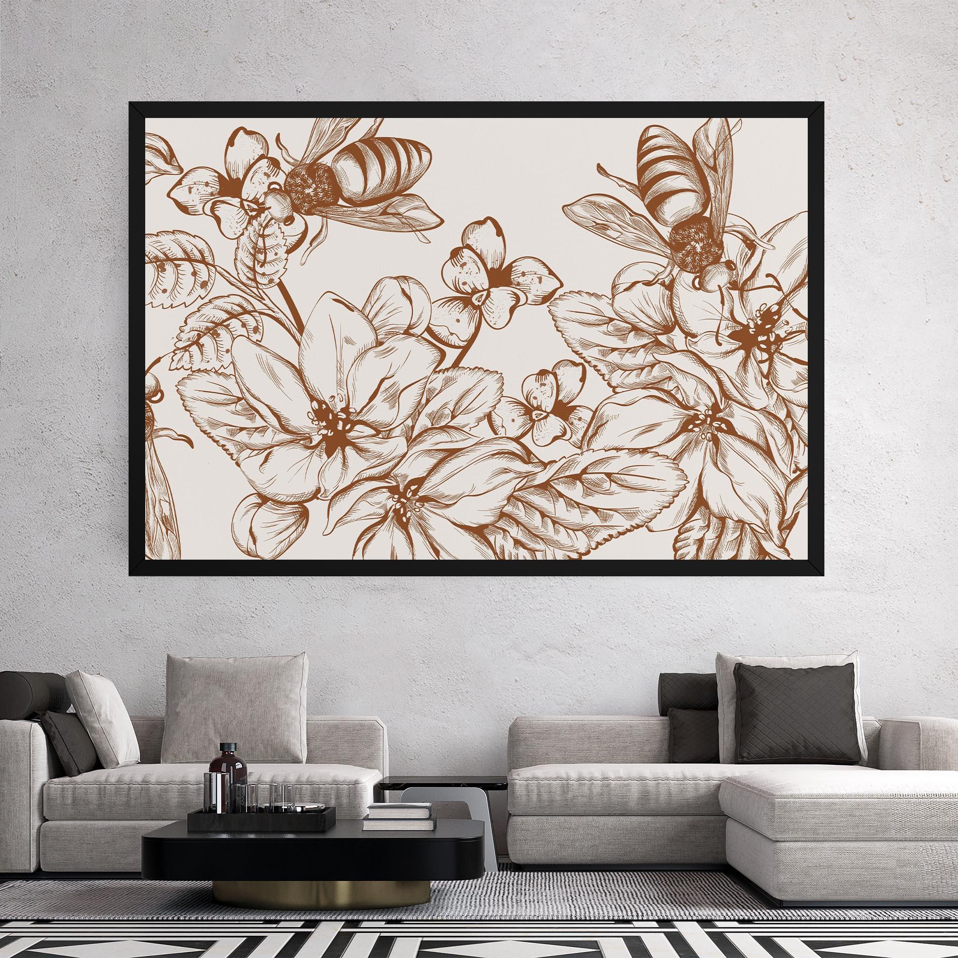 Obraz na Płótnie Bee Flower Line mockup 2