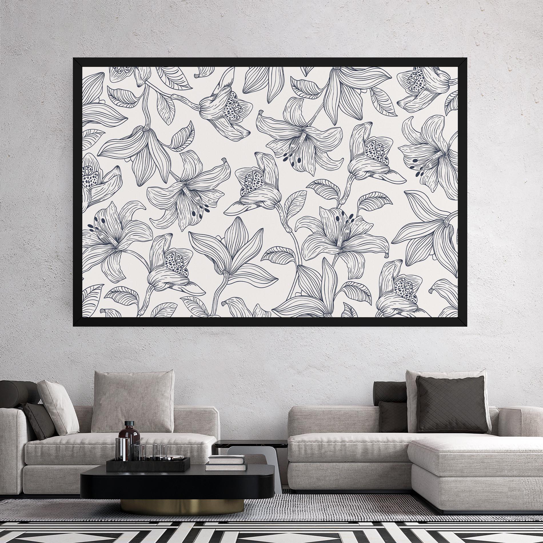 Obraz na Płótnie Blue Patern Flower mockup 2