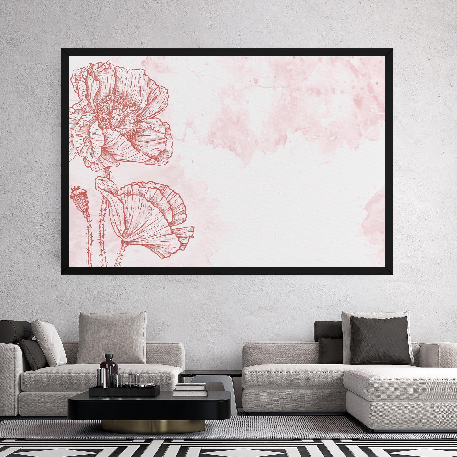 Obraz na Płótnie Red Poppy Line mockup 2