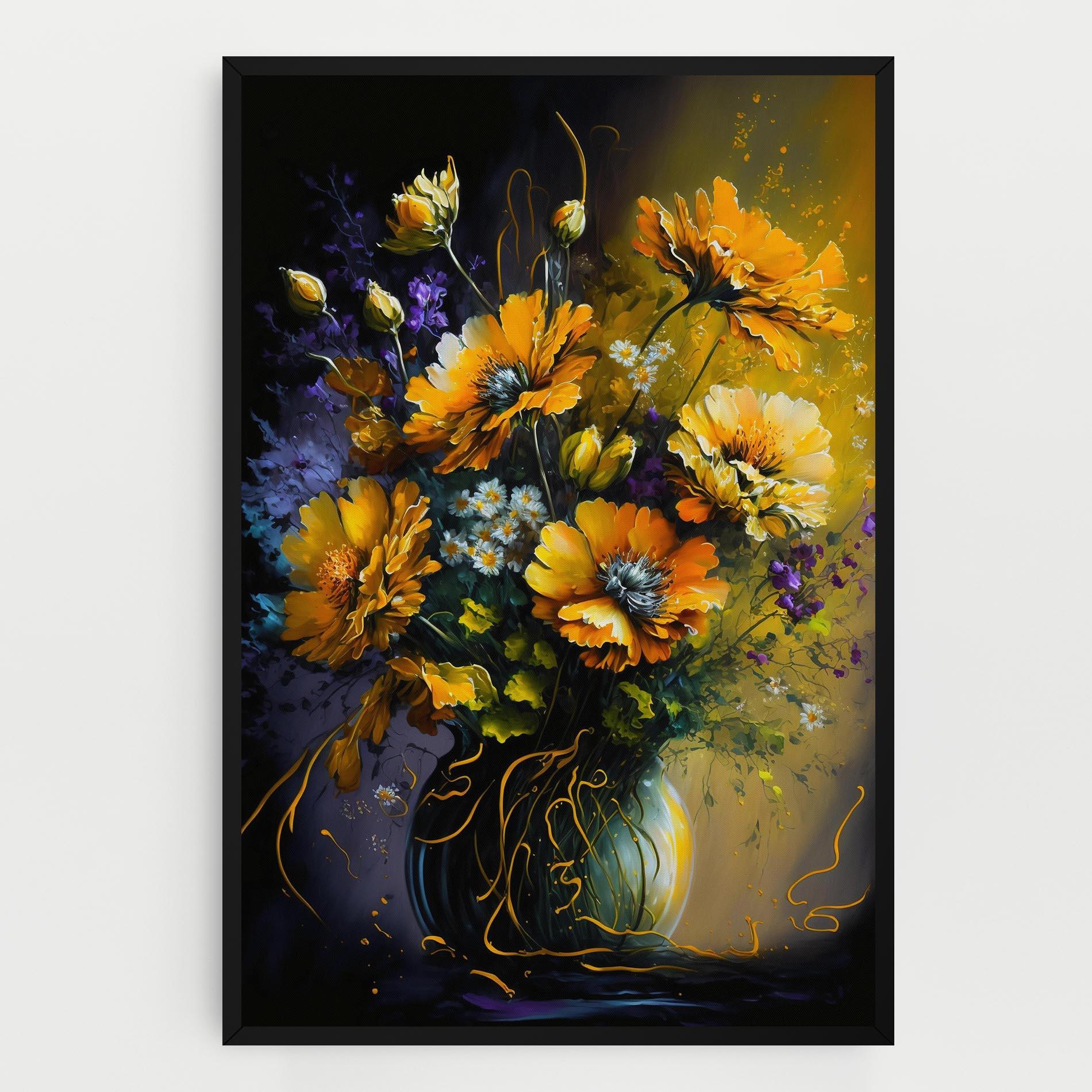 Obraz na Płótnie Yellow Flower Art Vase mockup 0