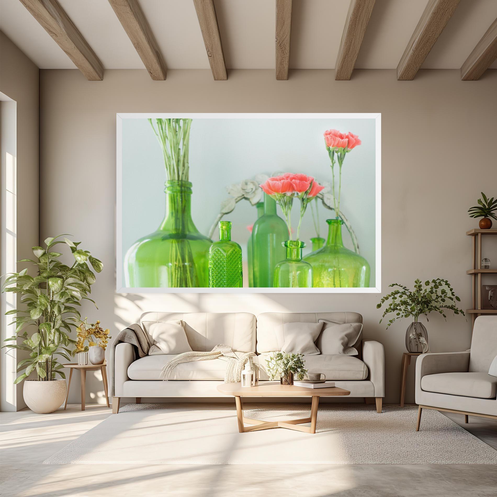 Obraz na Płótnie Green Vase Flowers mockup 6