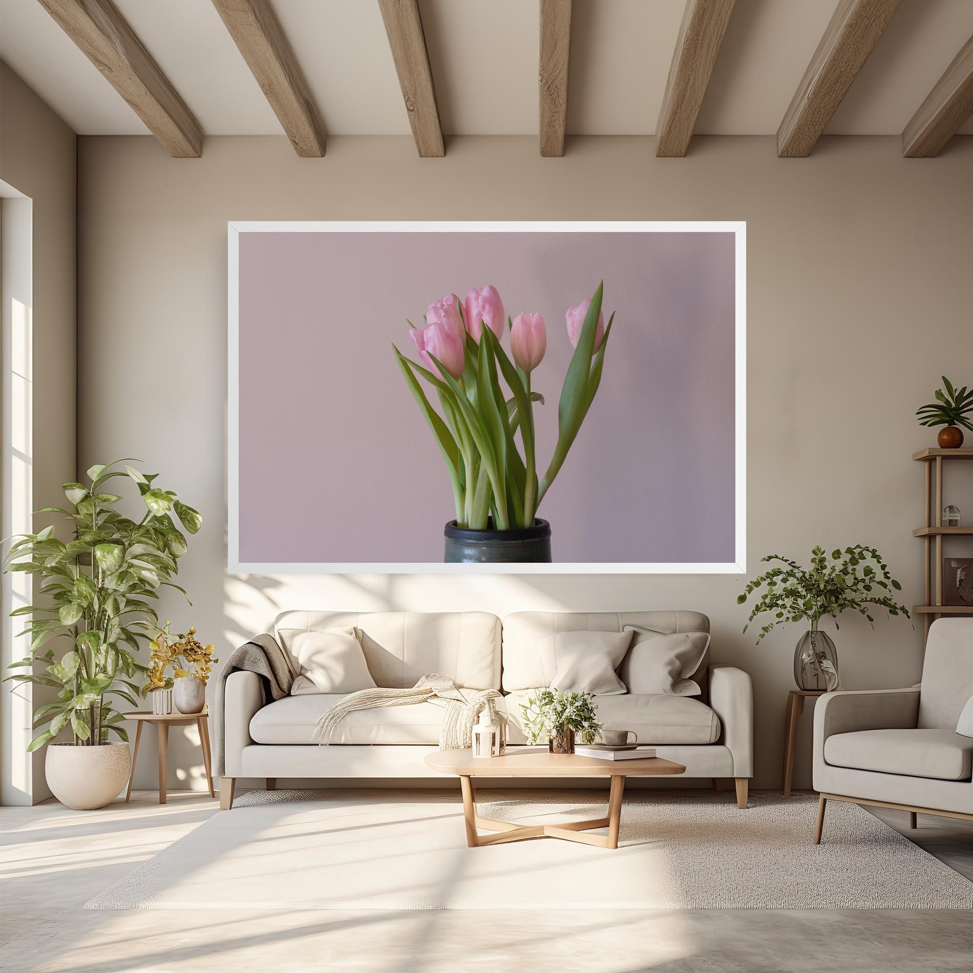 Obraz na Płótnie Pink Tulips Vase mockup 6