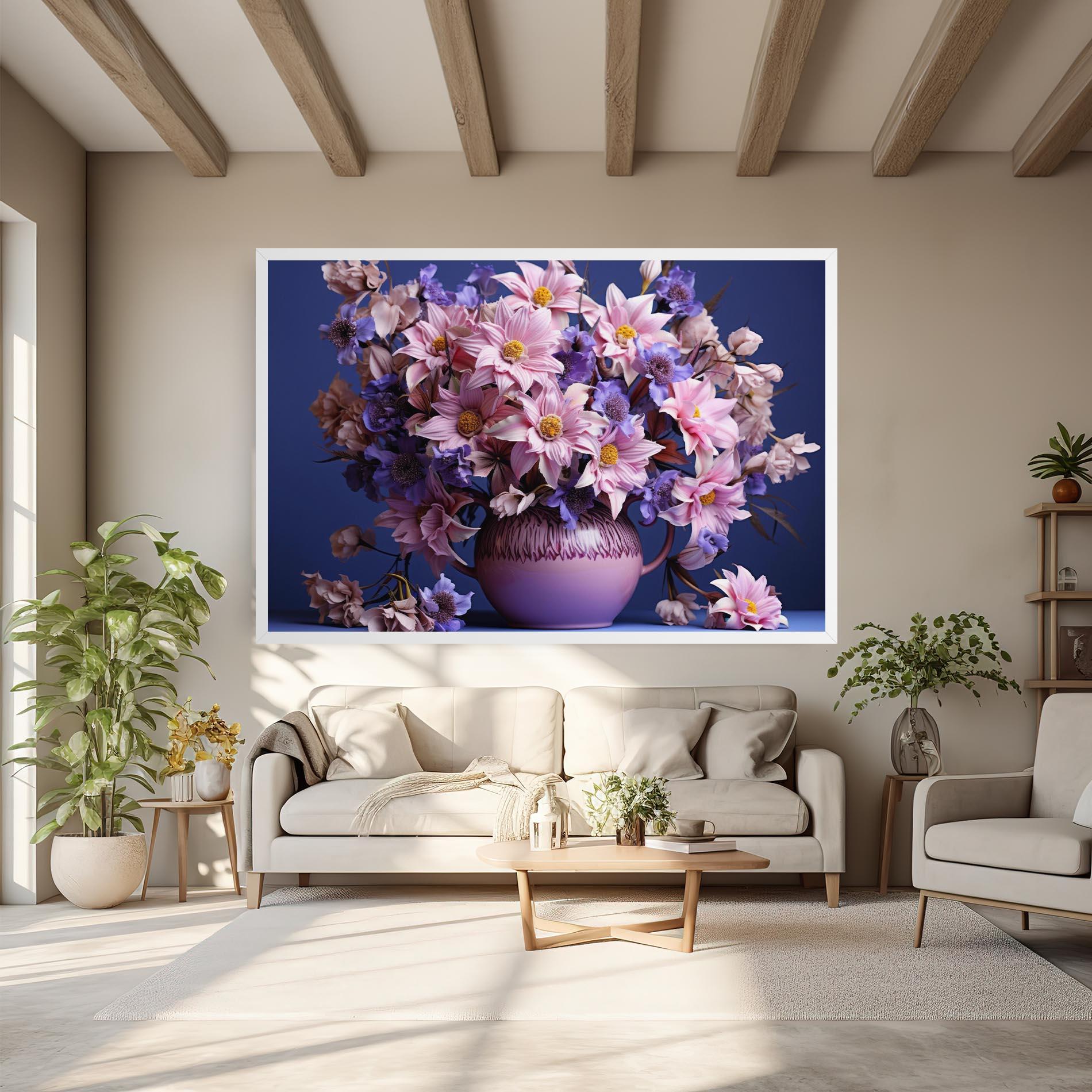 Obraz na Płótnie Purple Vase Flowers mockup 6