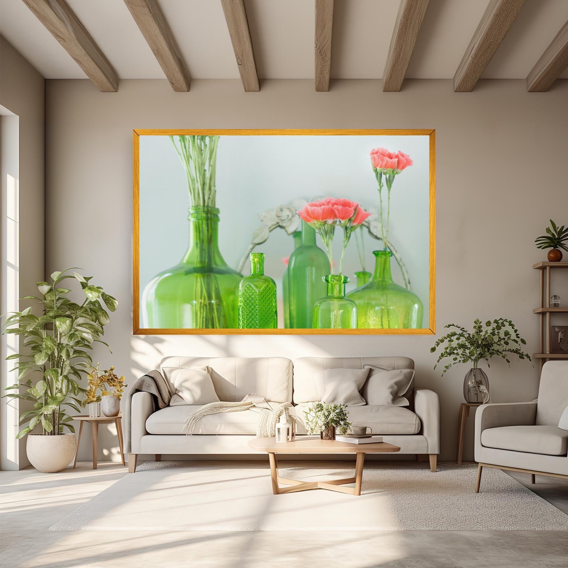 Obraz na Płótnie Green Vase Flowers mockup 6