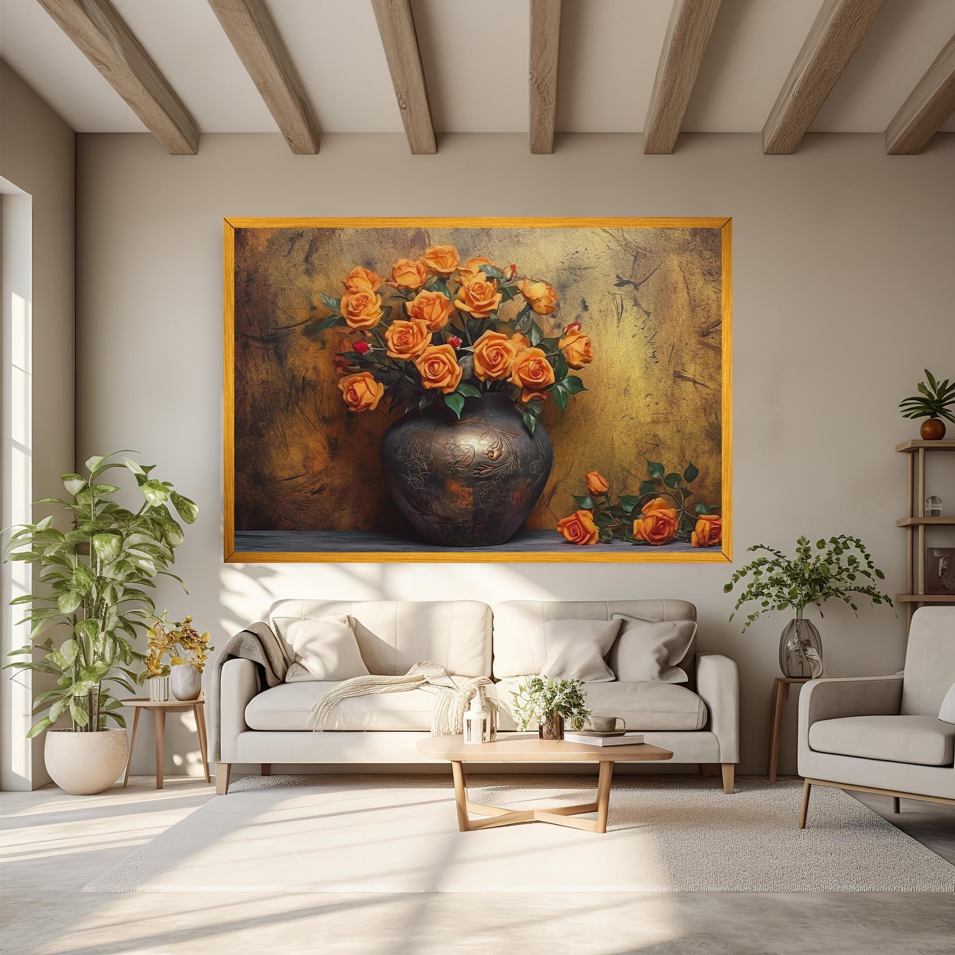 Obraz na Płótnie Orange Vintage Vase mockup 6