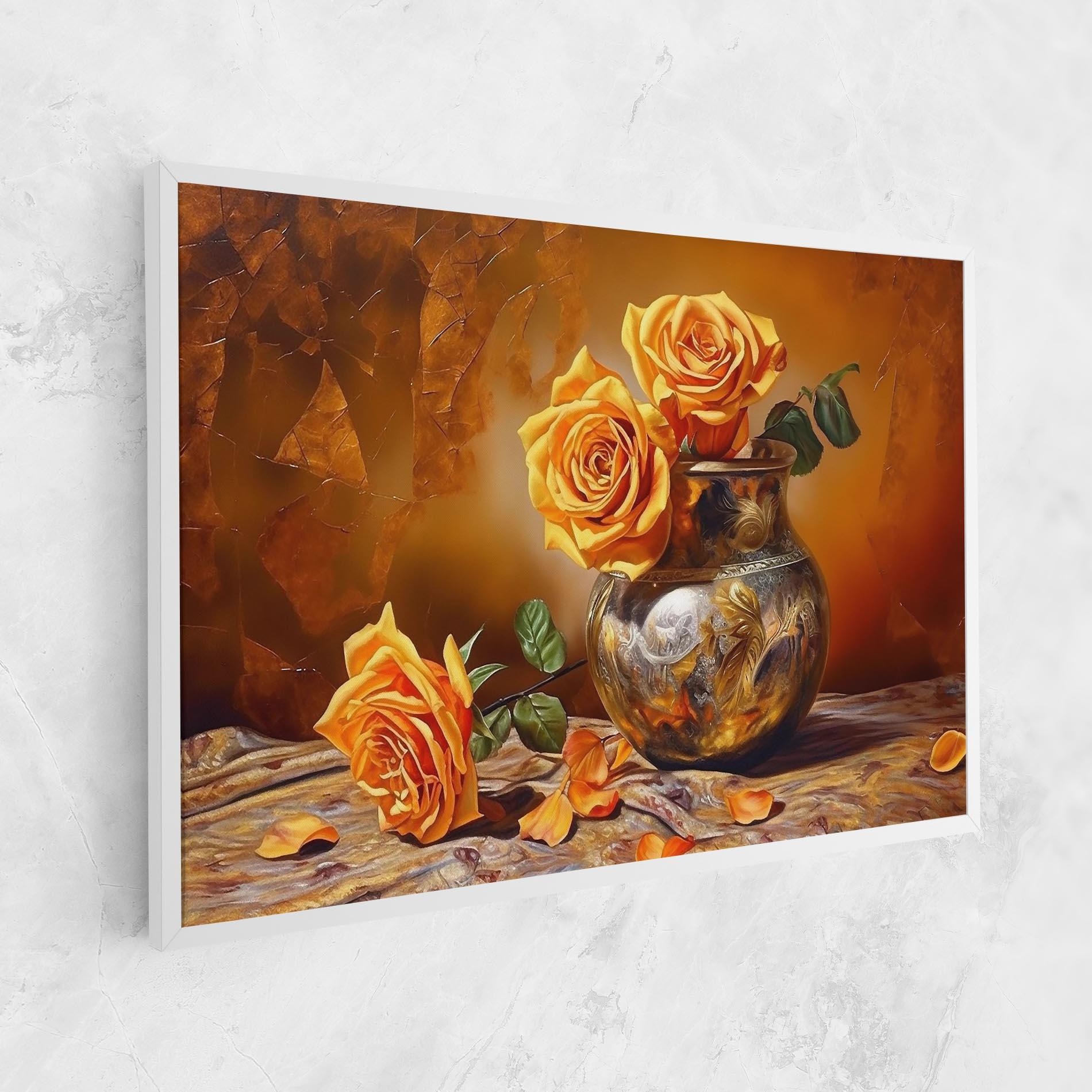 Obraz na Płótnie Orange Roses Vase mockup 1
