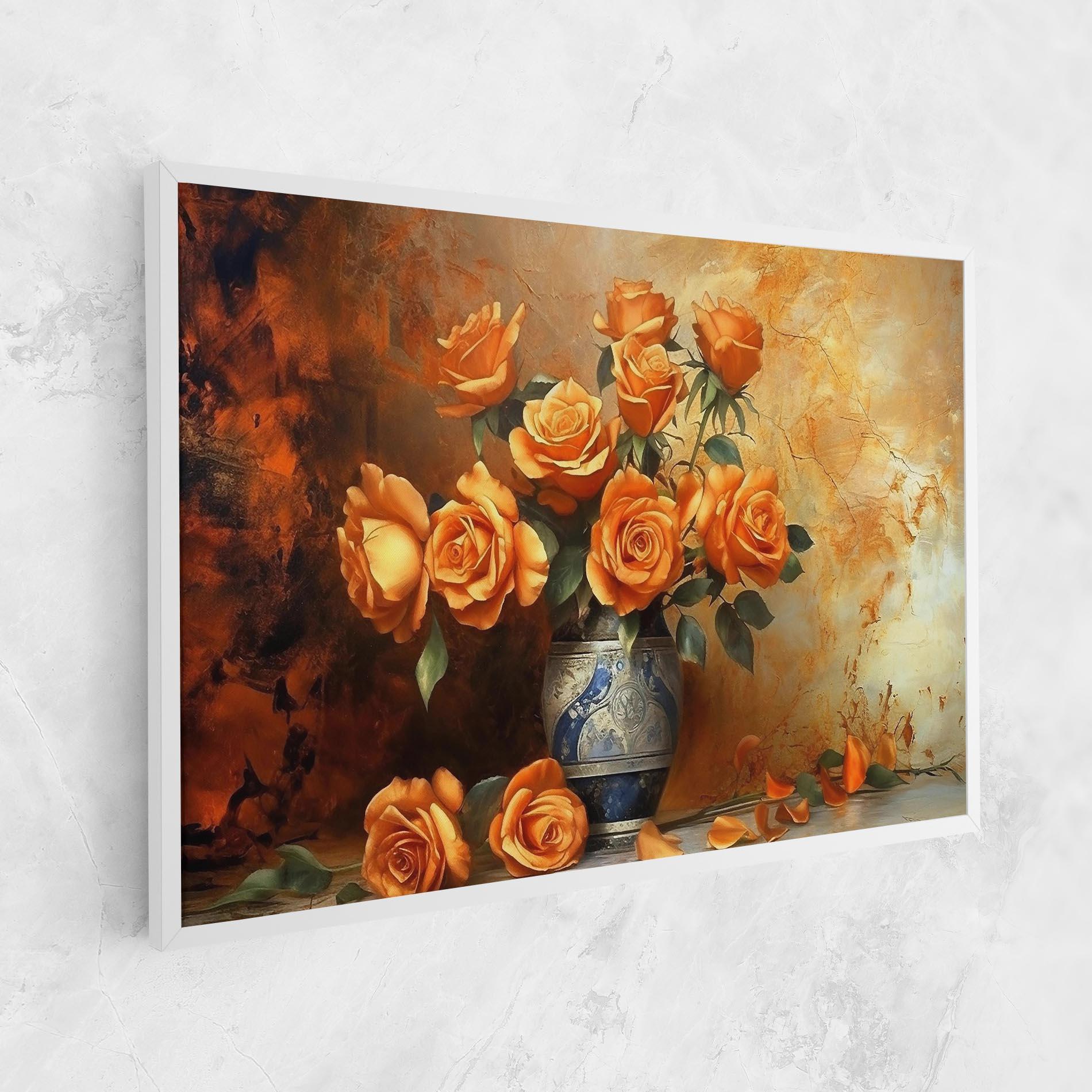 Obraz na Płótnie Pretty Orange Rose Vase mockup 1