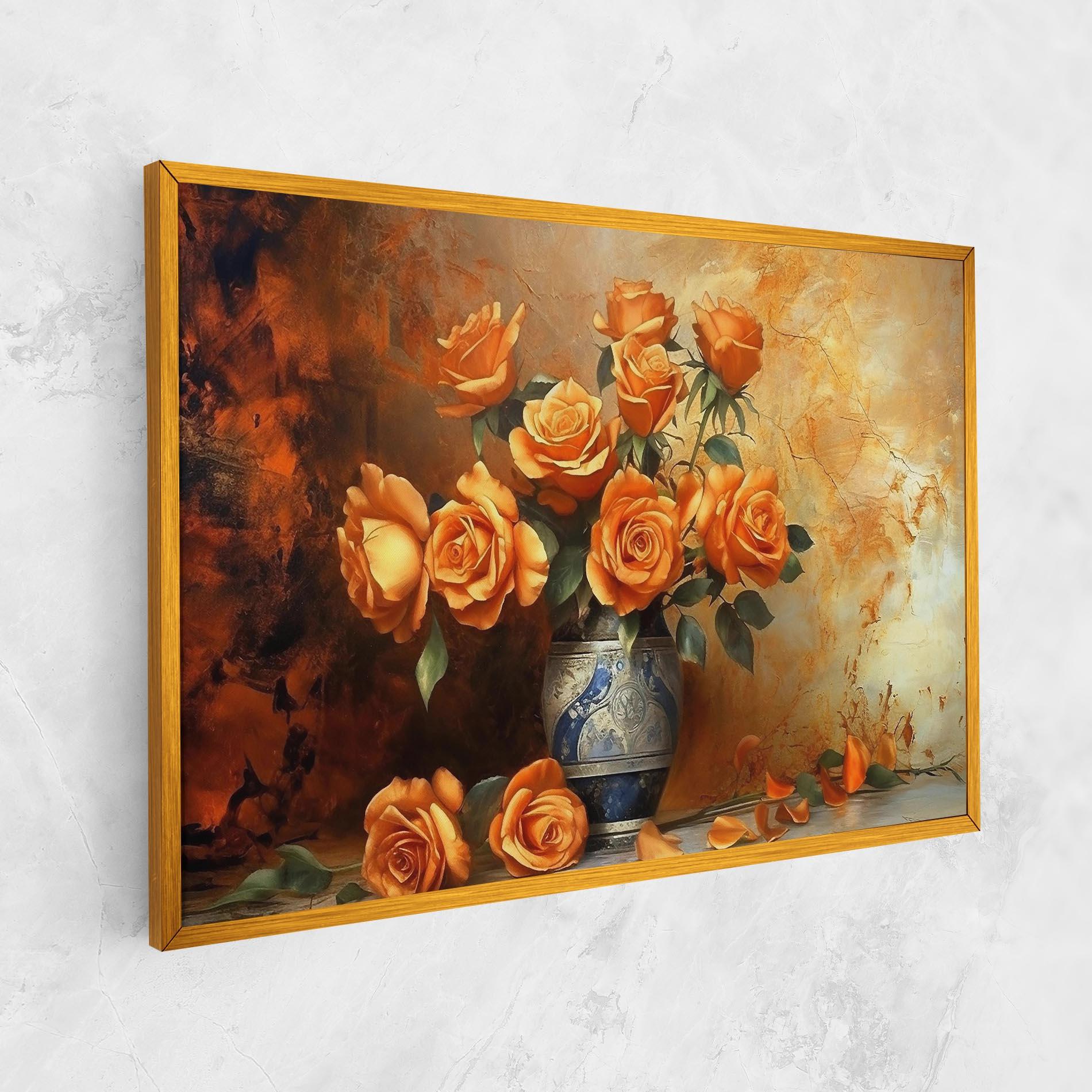 Obraz na Płótnie Pretty Orange Rose Vase mockup 1
