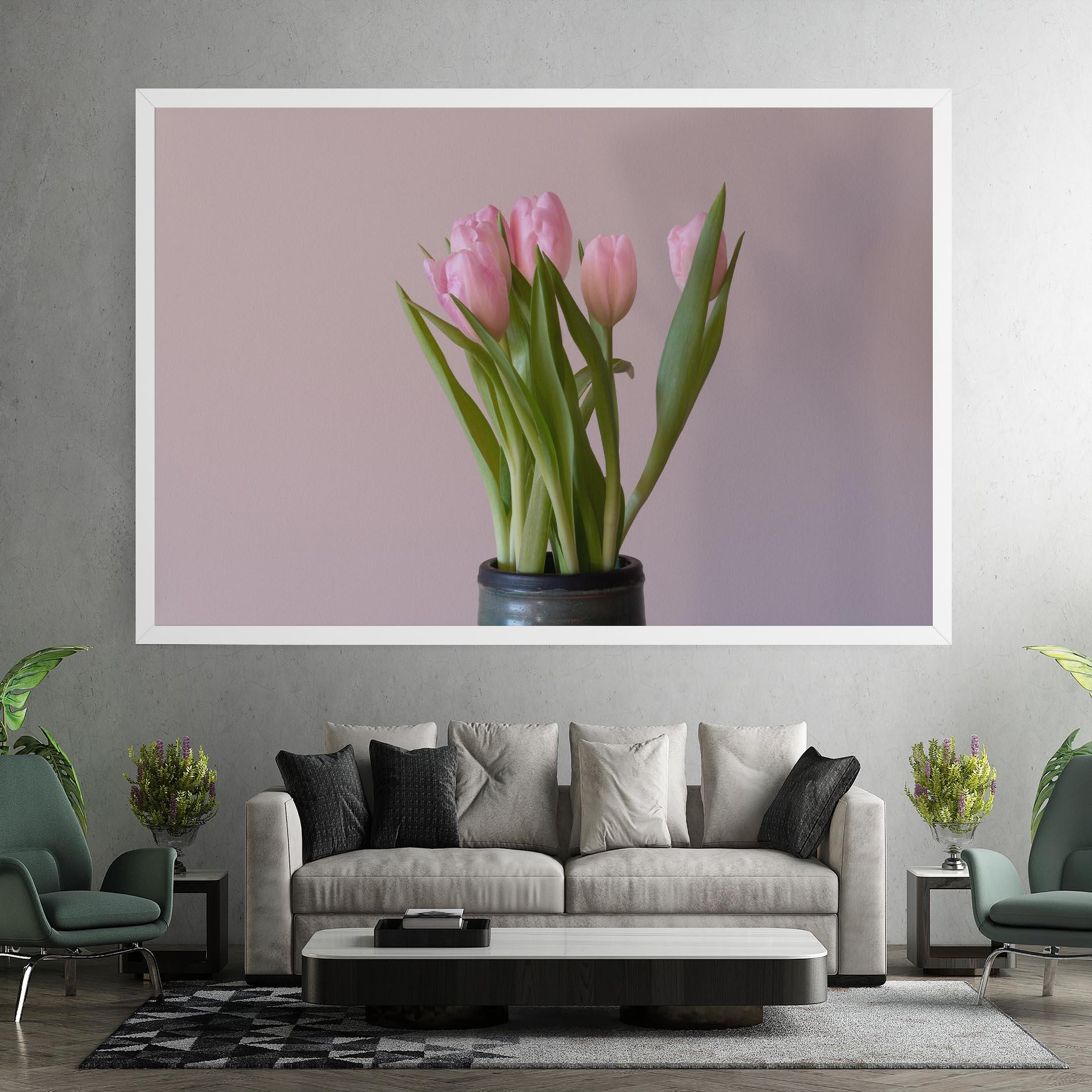 Obraz na Płótnie Pink Tulips Vase mockup 7