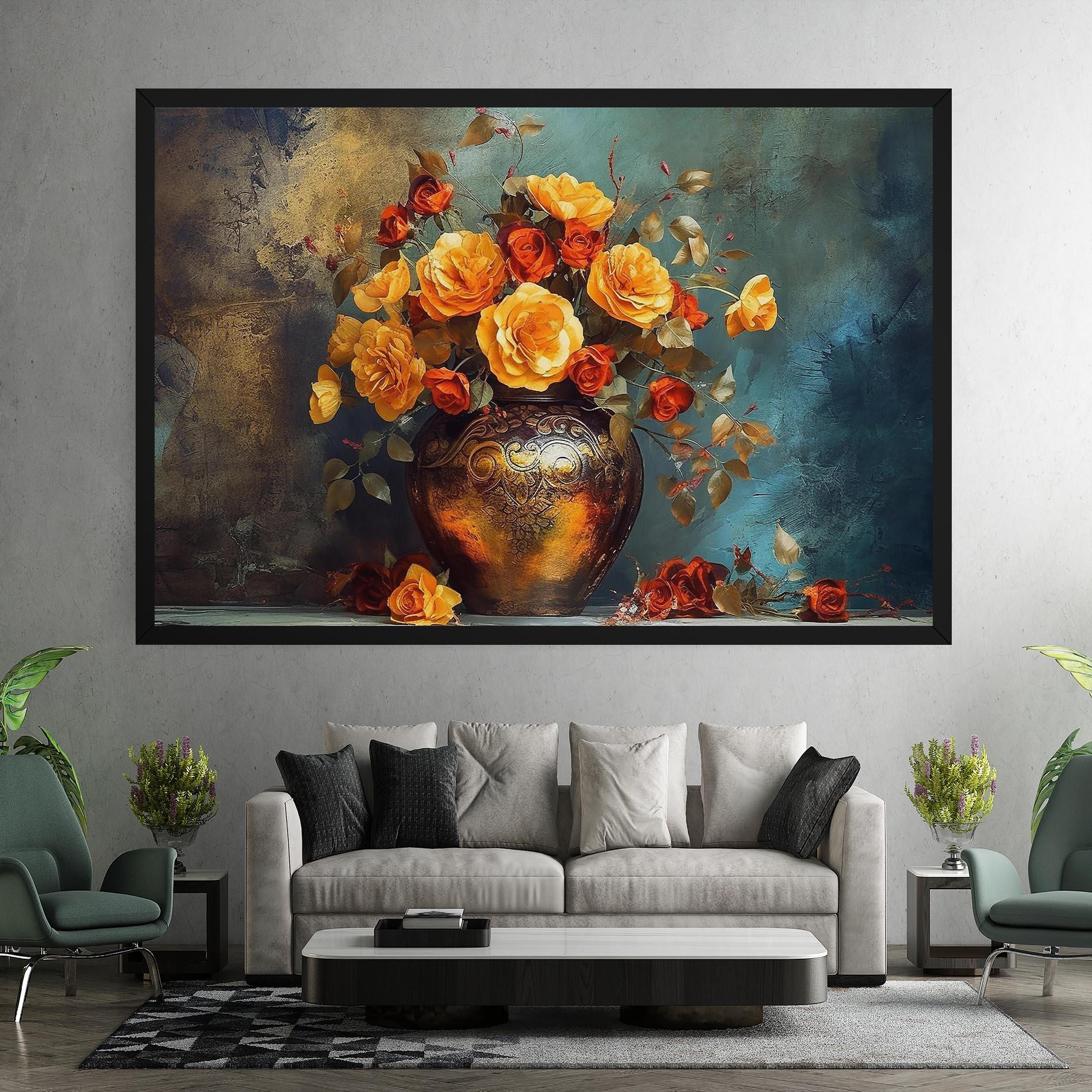 Obraz na Płótnie Red Orange Flower Vase mockup 7