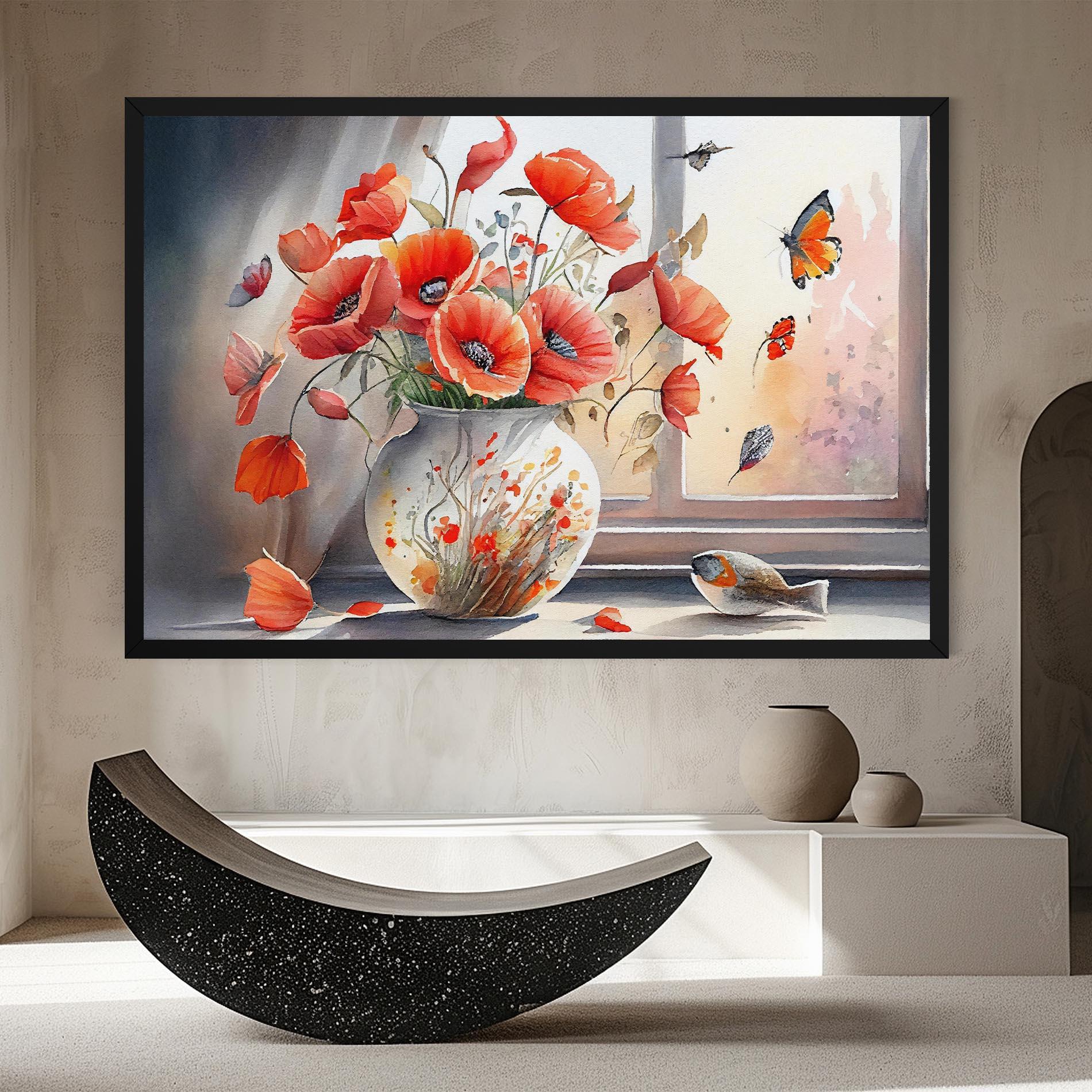 Obraz na Płótnie Poppies Vase mockup 8