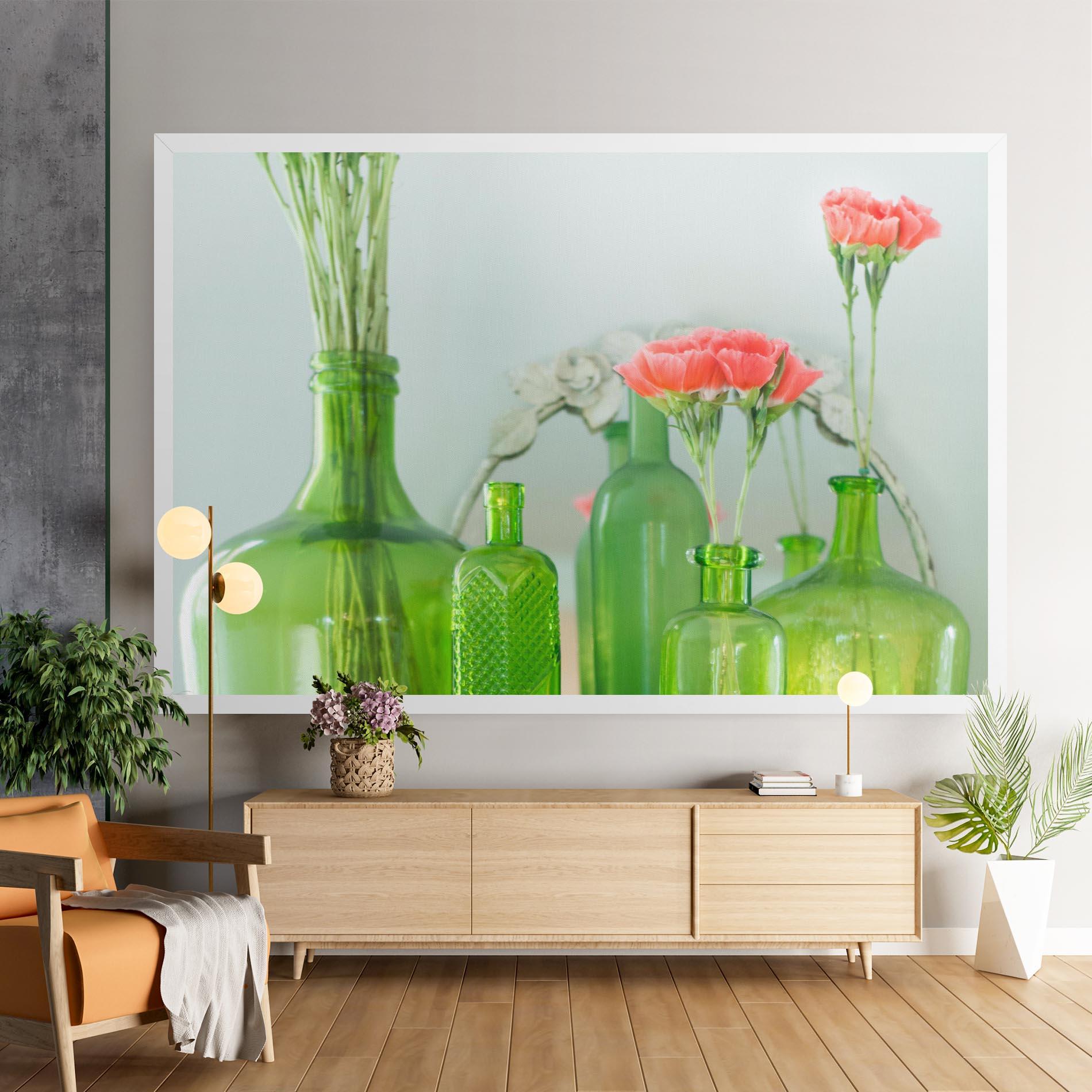Obraz na Płótnie Green Vase Flowers mockup 9