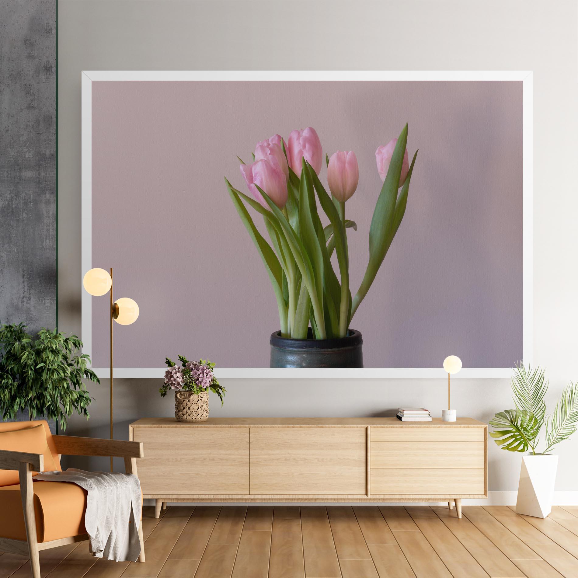 Obraz na Płótnie Pink Tulips Vase mockup 9