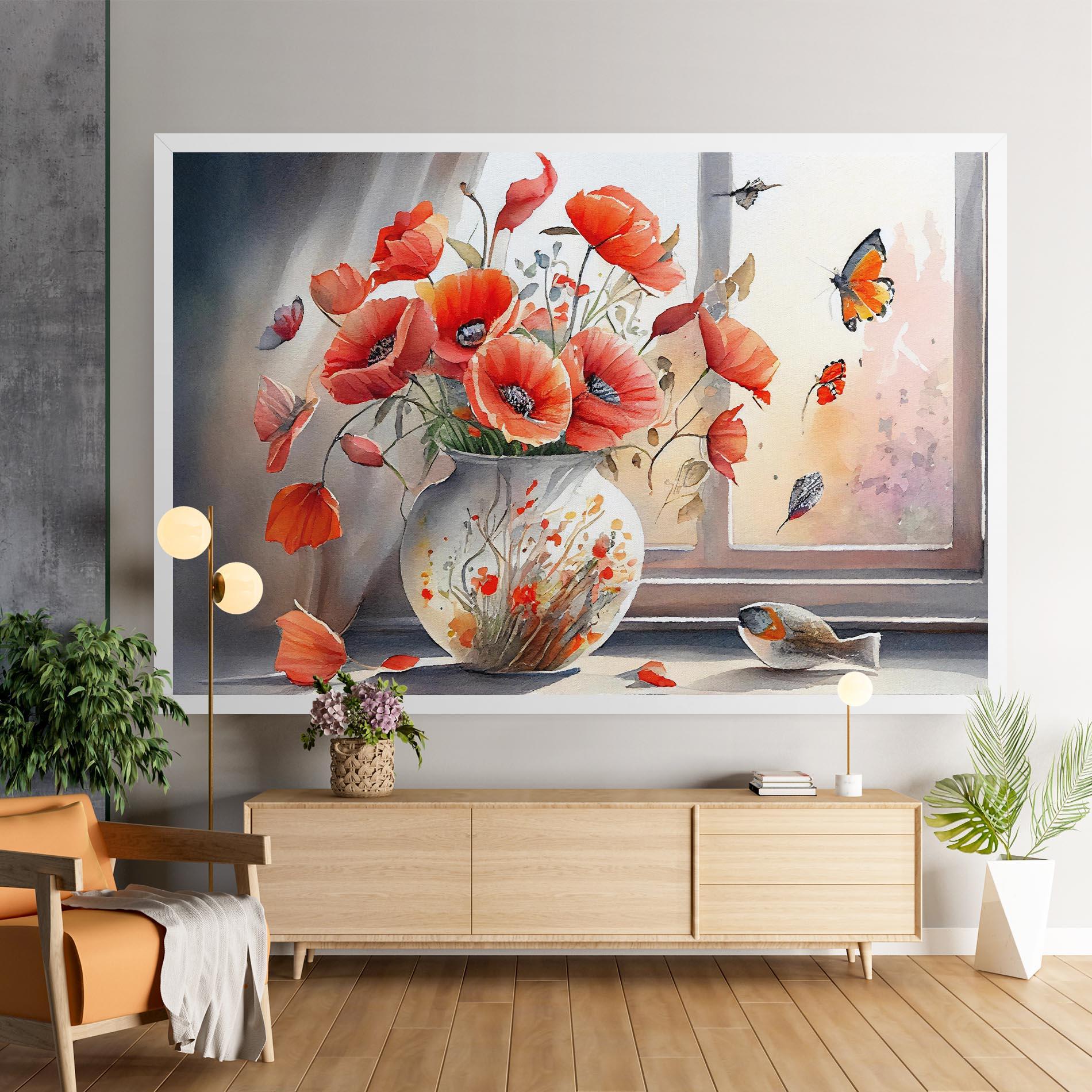 Obraz na Płótnie Poppies Vase mockup 9