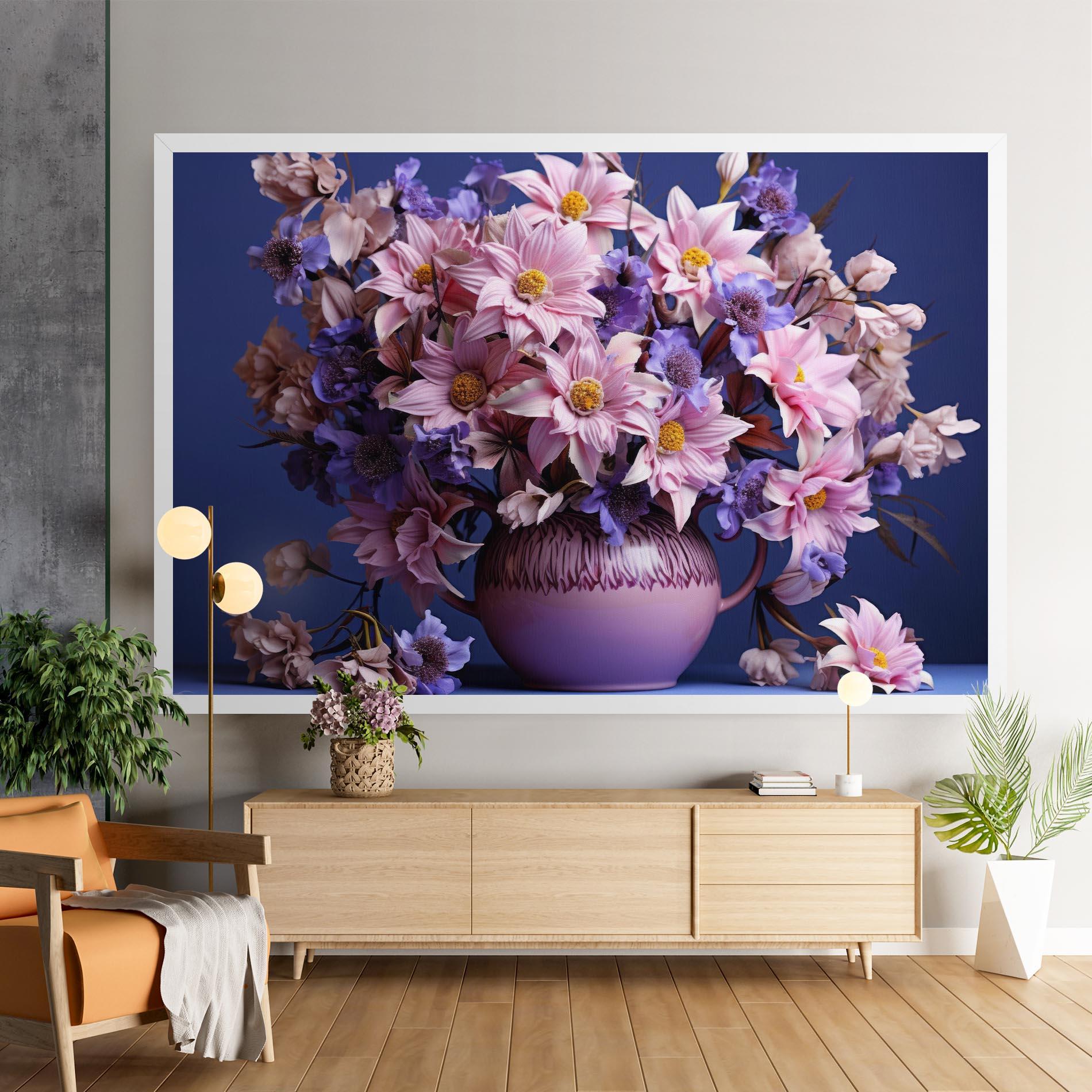 Obraz na Płótnie Purple Vase Flowers mockup 9
