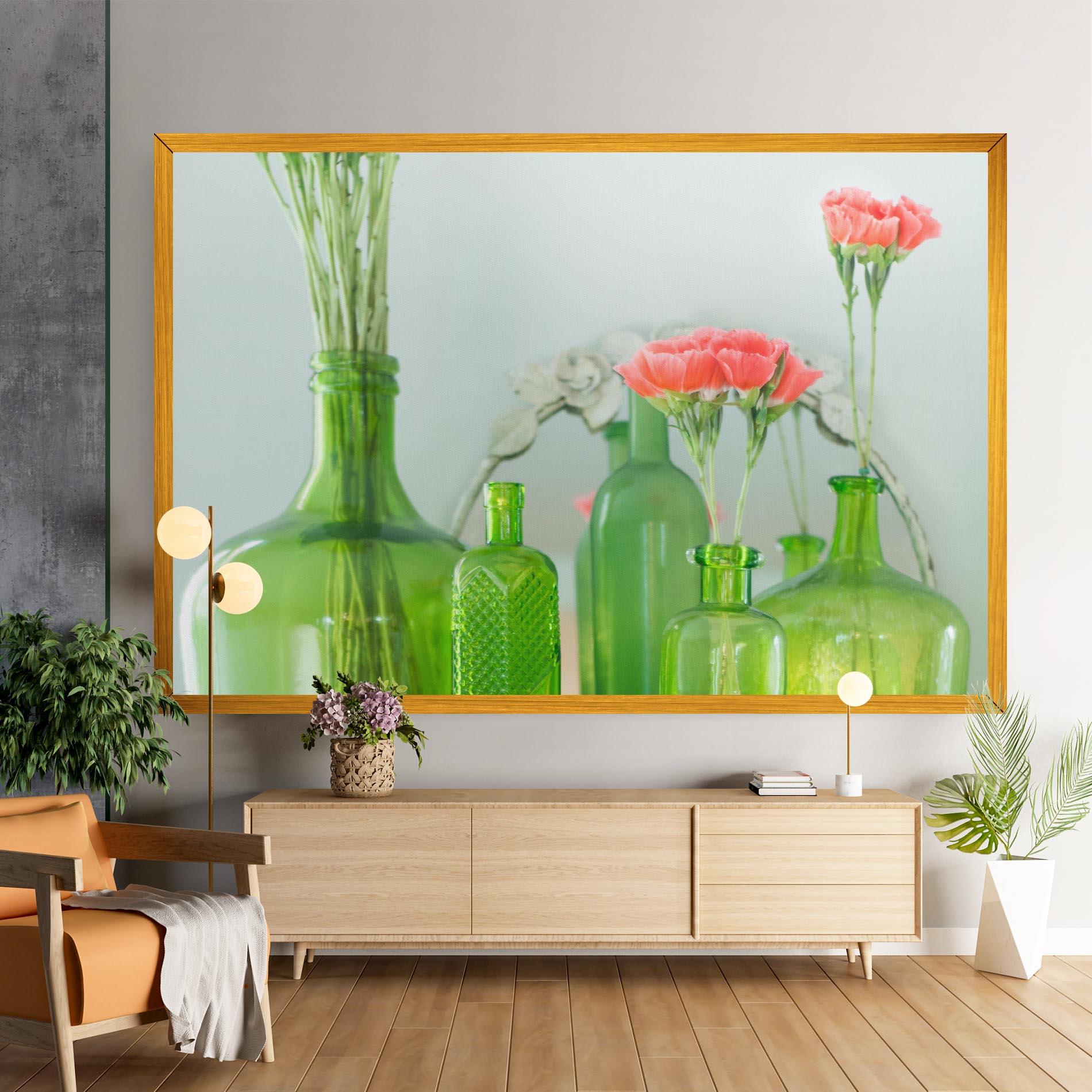 Obraz na Płótnie Green Vase Flowers mockup 9