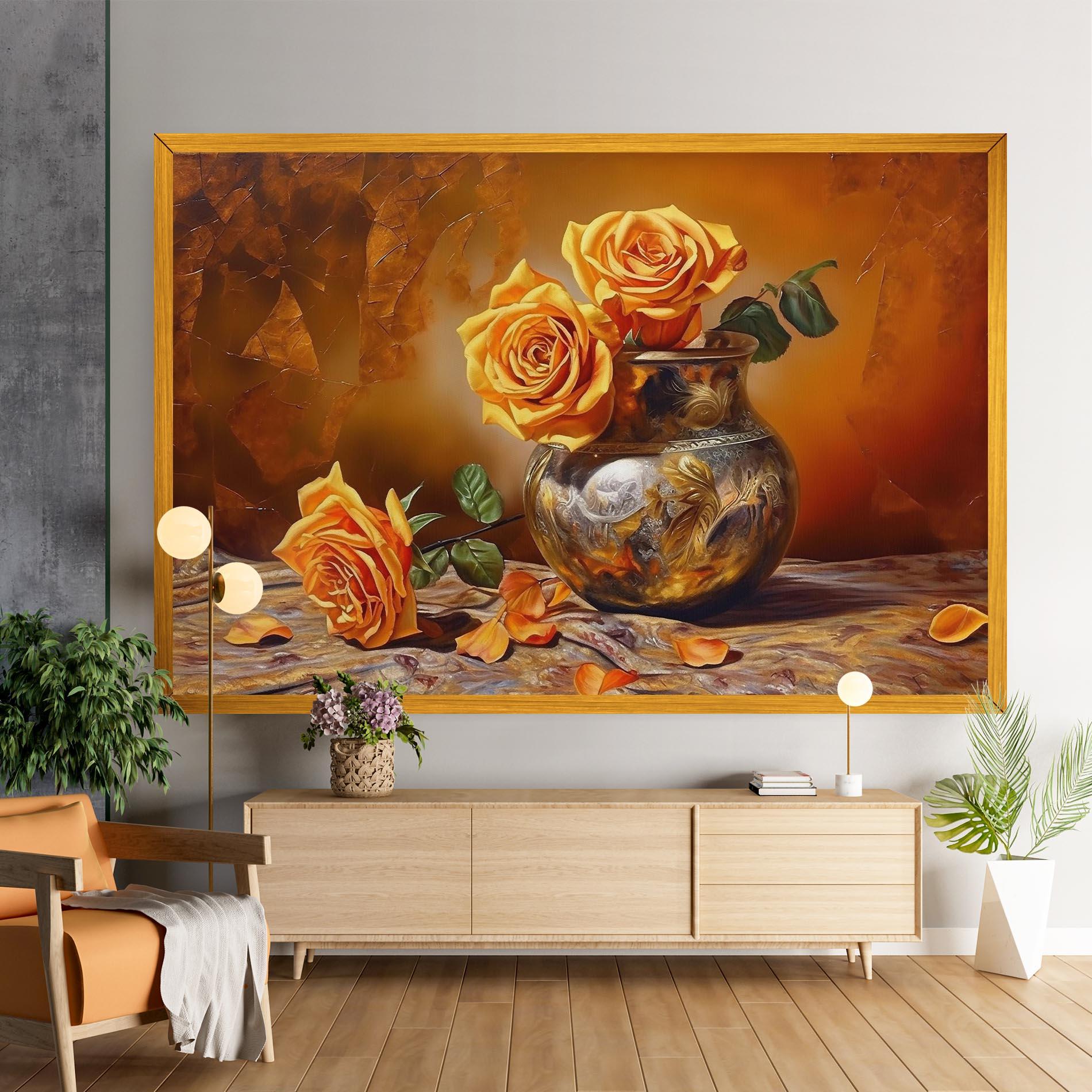 Obraz na Płótnie Orange Roses Vase mockup 9