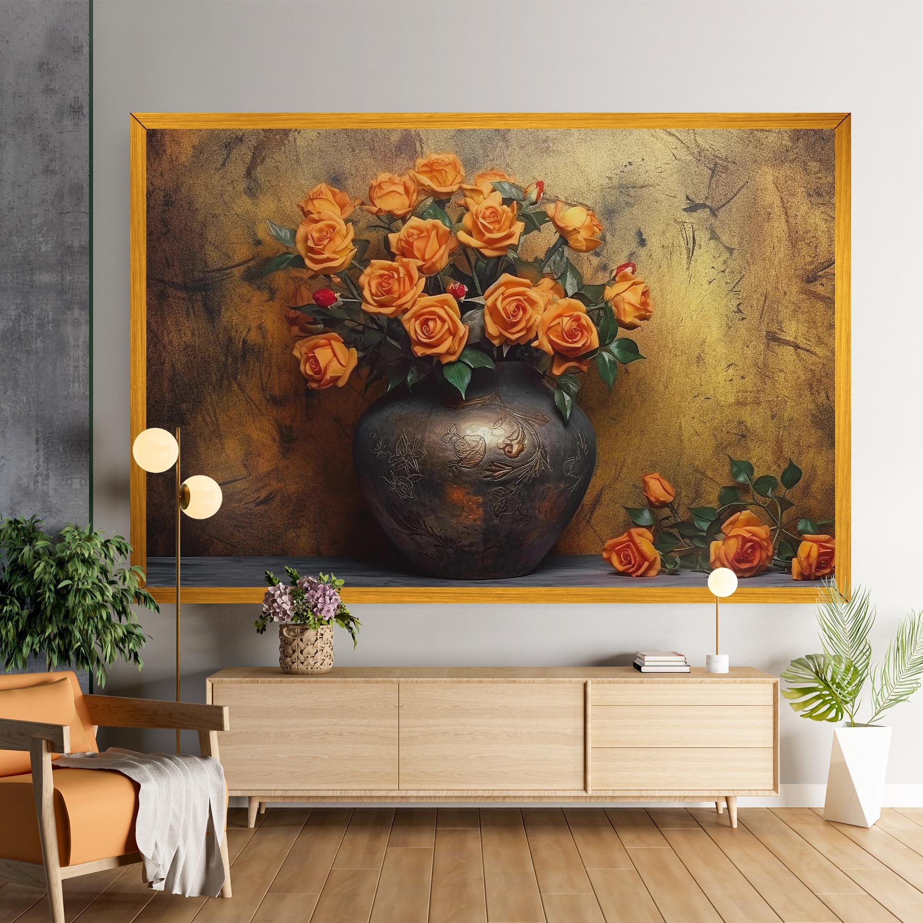 Obraz na Płótnie Orange Vintage Vase mockup 9