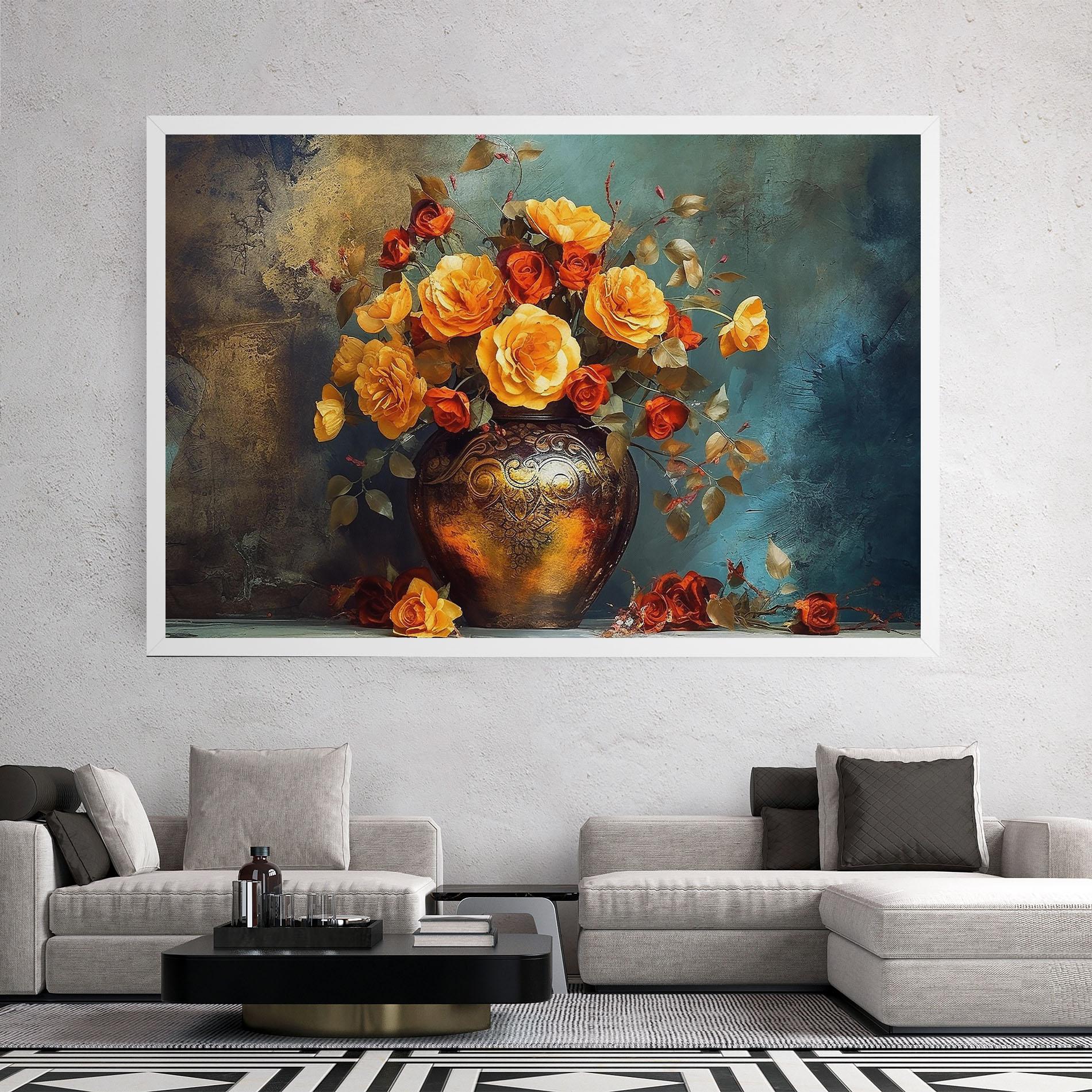 Obraz na Płótnie Red Orange Flower Vase mockup 2