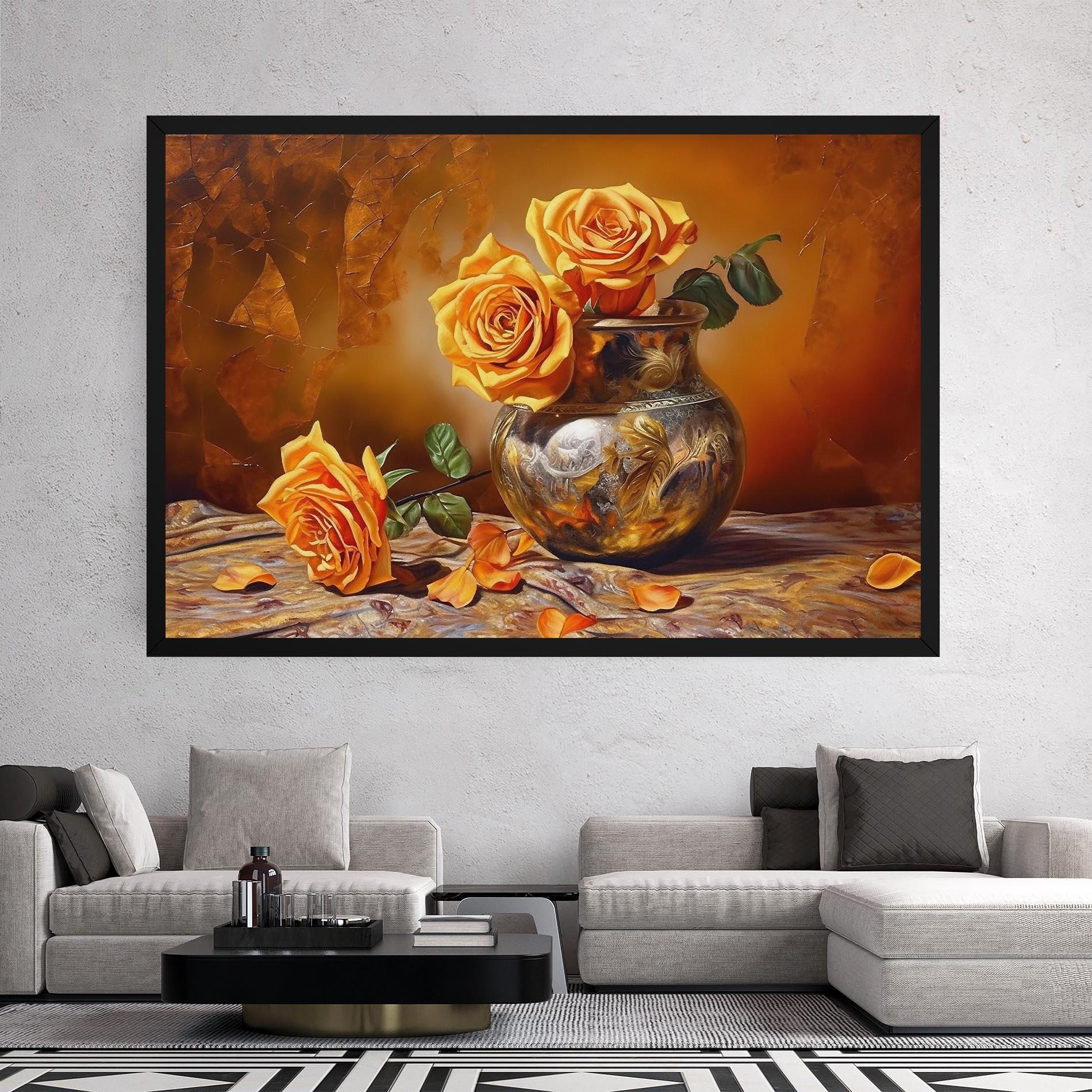 Obraz na Płótnie Orange Roses Vase mockup 2
