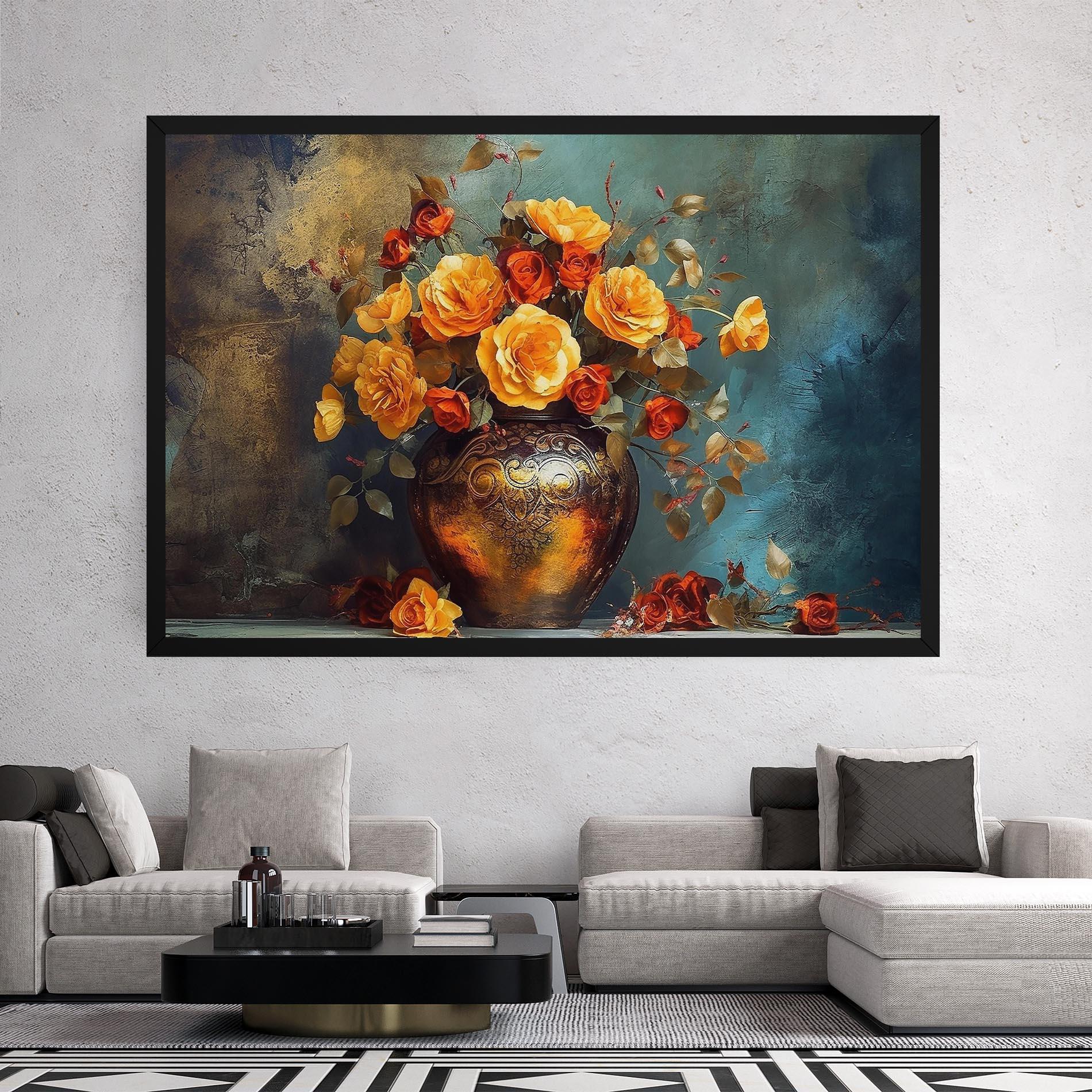 Obraz na Płótnie Red Orange Flower Vase mockup 2