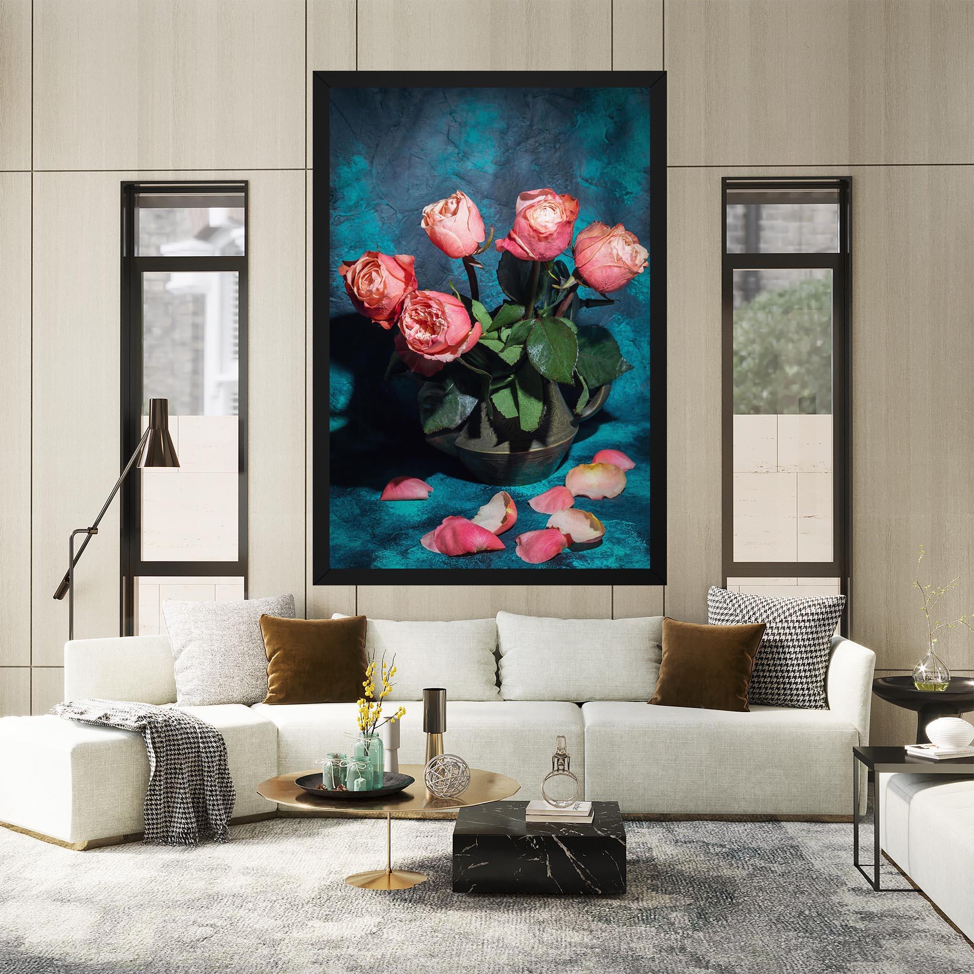 Obraz na Płótnie Bouquet Roses Vase mockup 2