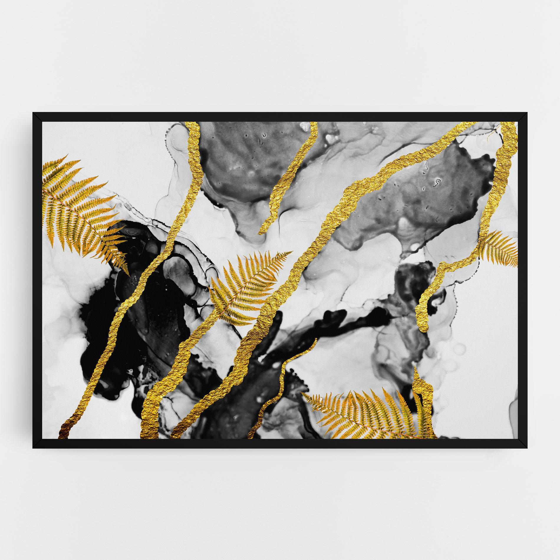 Obraz na Płótnie Abstract Golden Leaves mockup 0